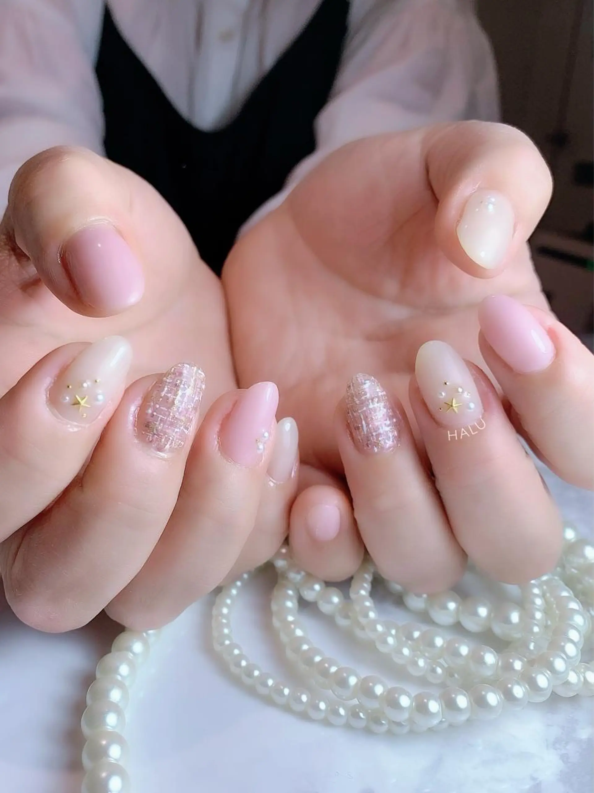 ネイル 春ネイル ツイードネイル HALU ハルのネイルデザイン