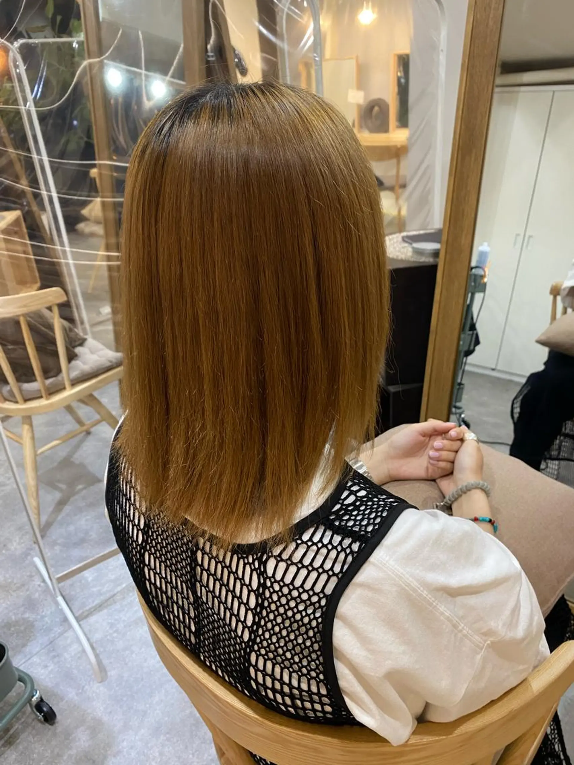 ミディアム カラー ブリーチ くせ毛 縮毛矯正 ボブ /ニュアンス/ satomi🧸💖のヘアスタイル