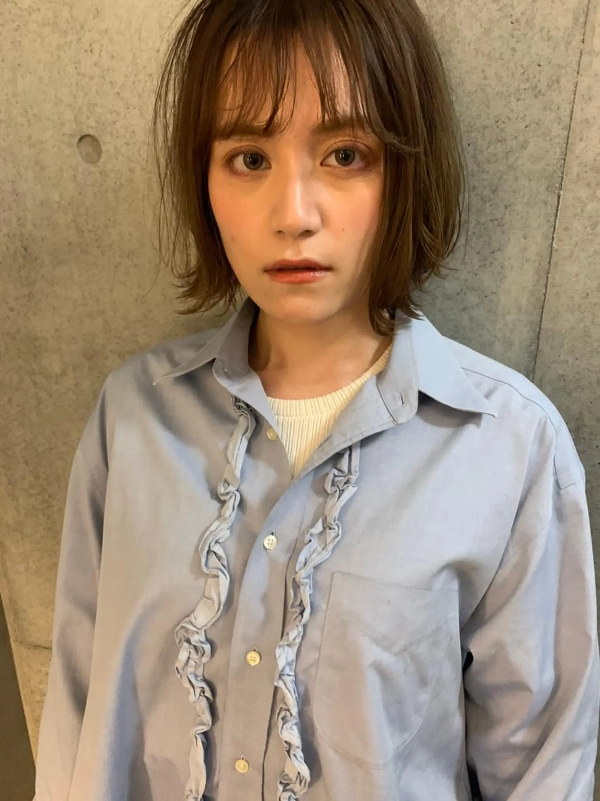 ミディアム カラー パーマ ショートボブ ミディアムパーマ アディクシーカラー ブリーチ ケアブリーチ カット ヘアカラー トリートメント CEINE OURのヘアスタイル
