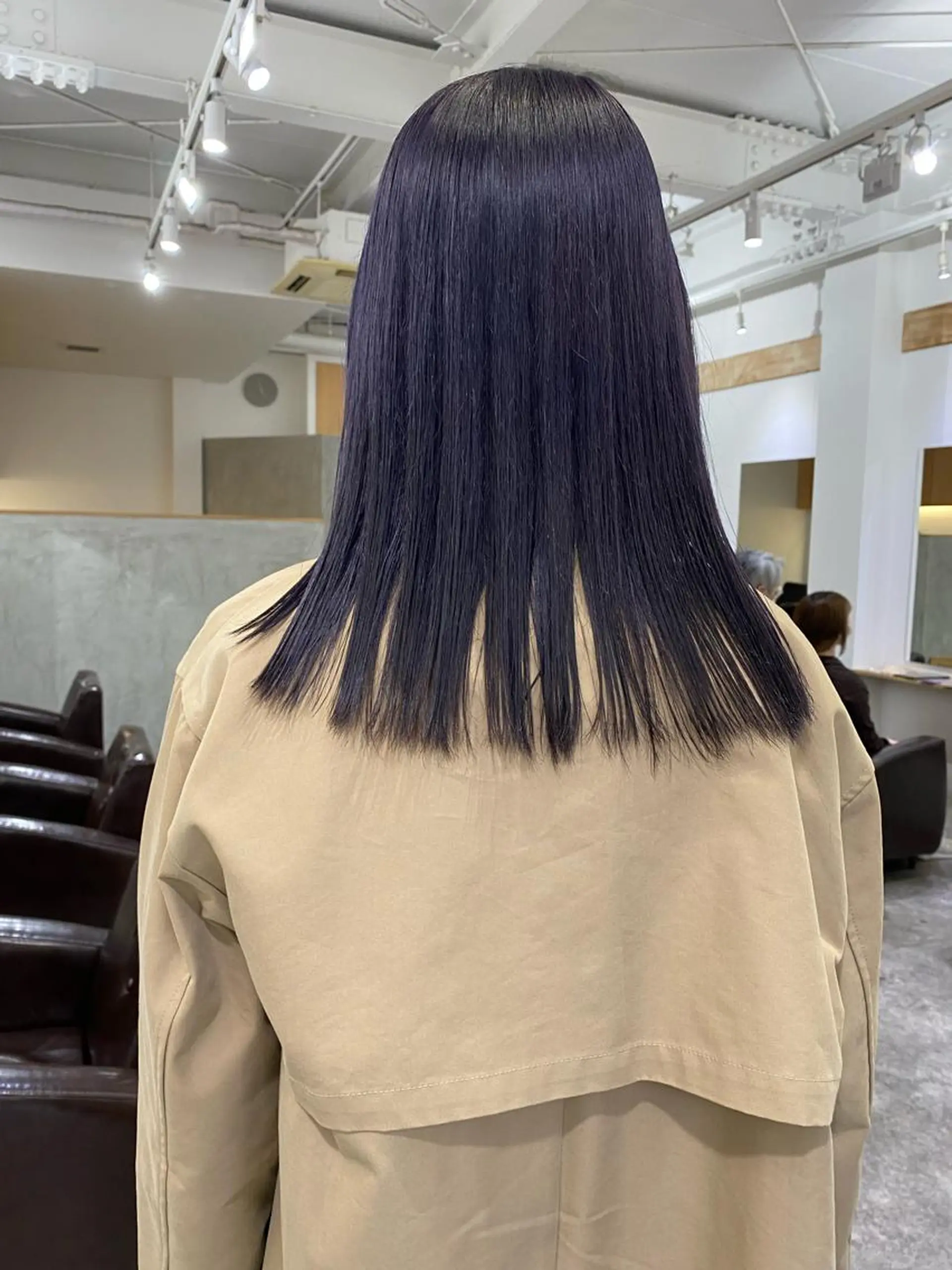 ロング カラー ディープパープル パープルカラー カット ヘアカラー トリートメント 森貴裕/ベージュ/ パーマ/オリーブのヘアスタイル