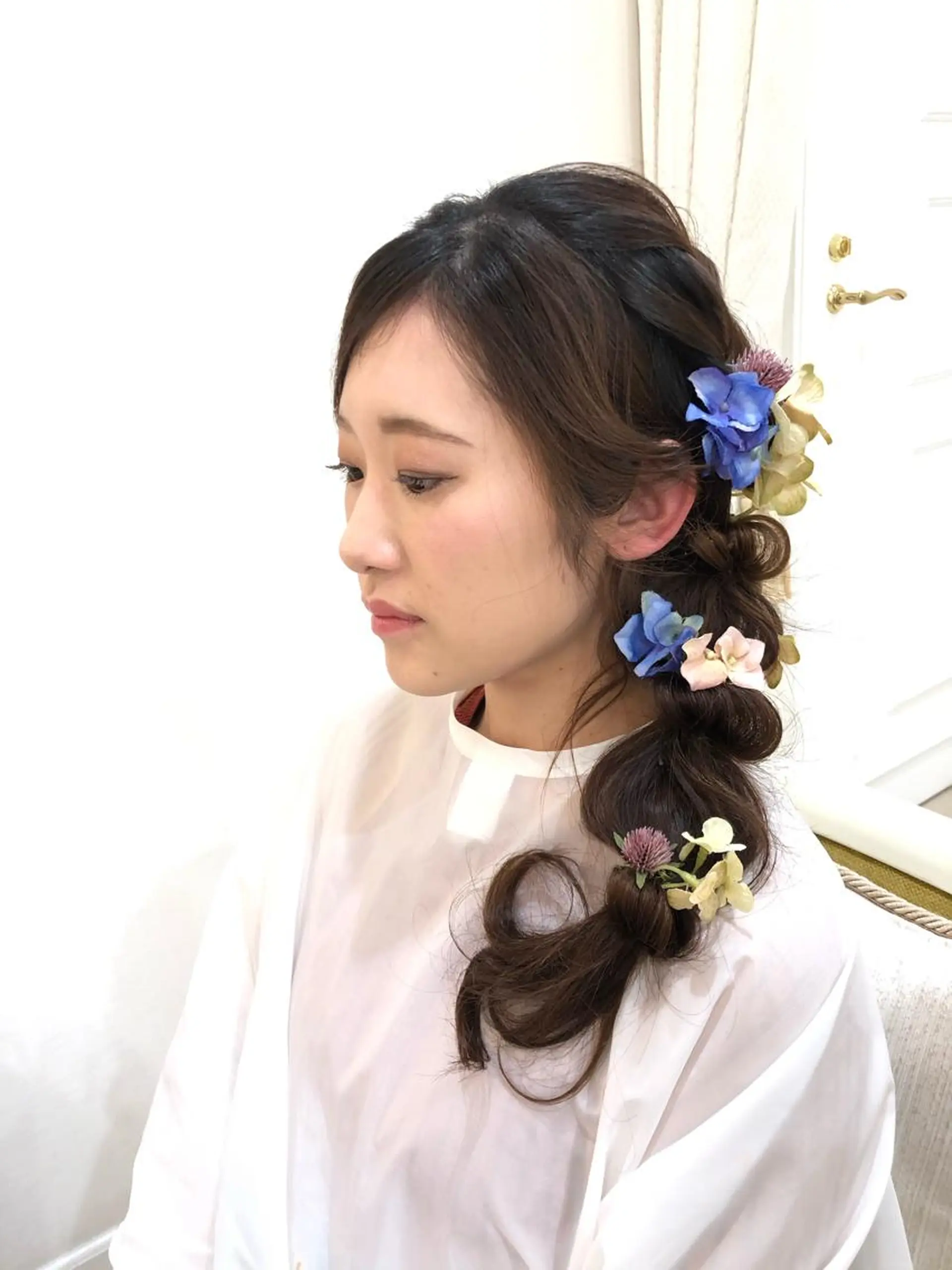 セミロング カラー パーマ ヘアアレンジ 結婚式・ブライダル ヘアセット ❤️カラーのアレルギー持ち必見❤️フリーランス美容師UMi所属・色タイプ診断 ❤️Umi❤️のヘアスタイル