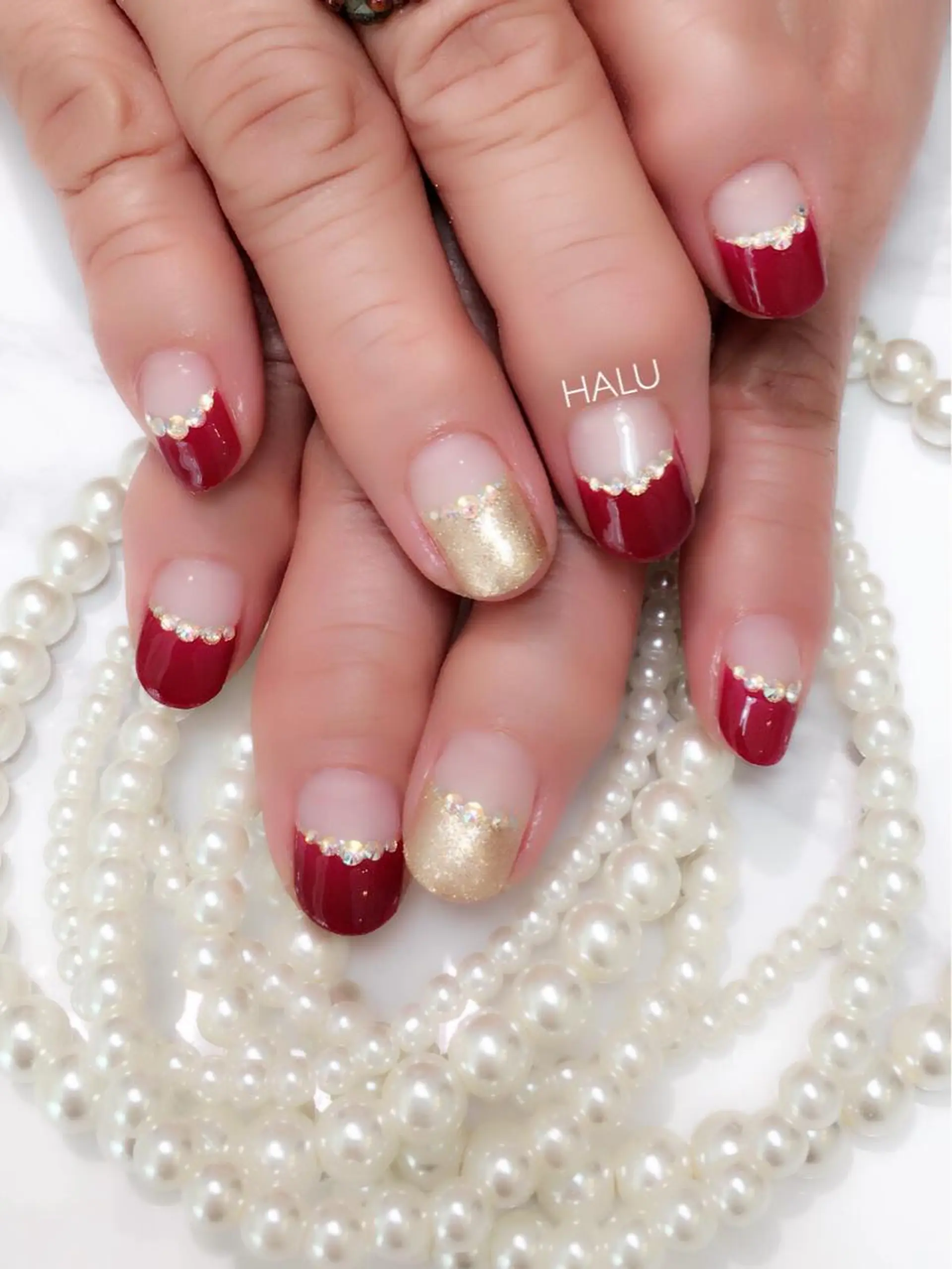 ネイル フレンチネイル ゴールド HALU ハルのネイルデザイン