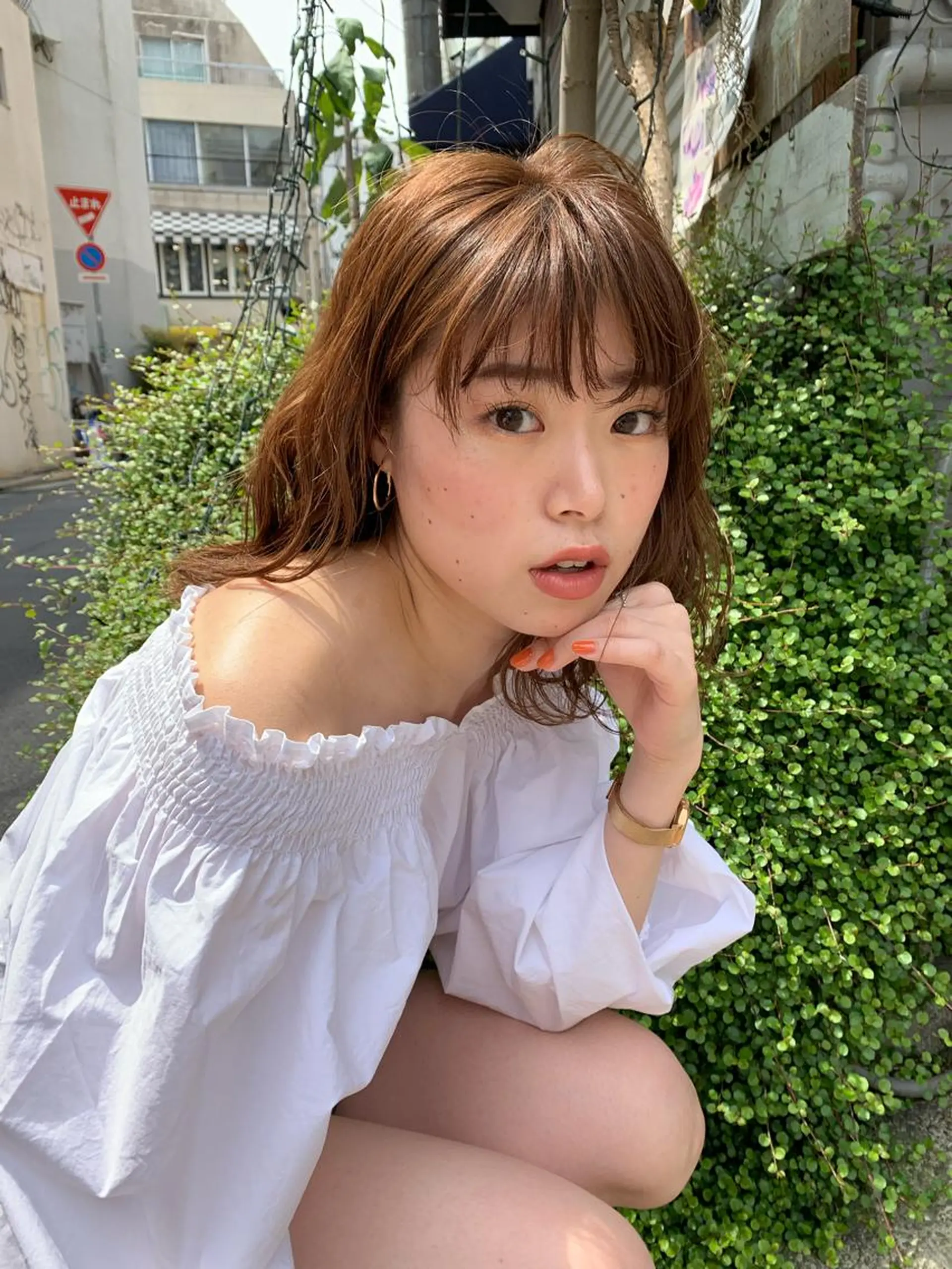 ミディアム カラー カット トリートメント 畑中康志 美髪矯正/ハイトーンのヘアスタイル