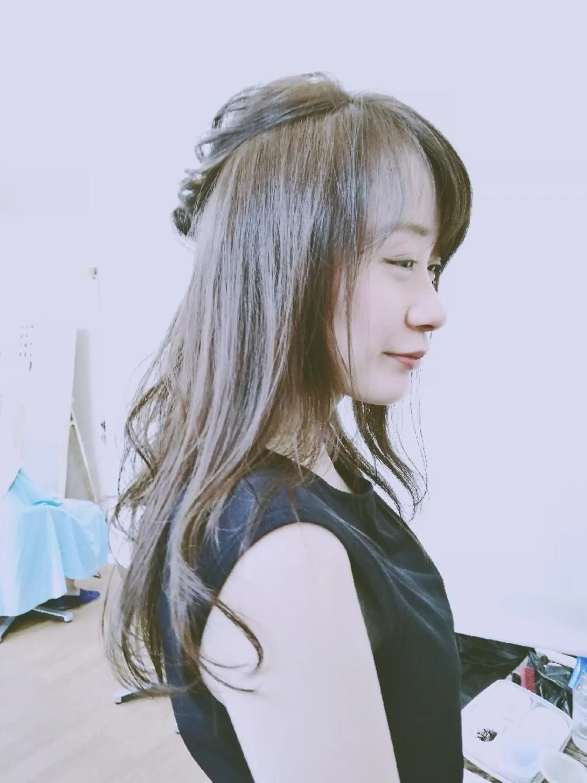 ロング カラー ヘアアレンジ 簡単アレンジ 小林　ローズパープル カット＆カラー美容室のヘアスタイル