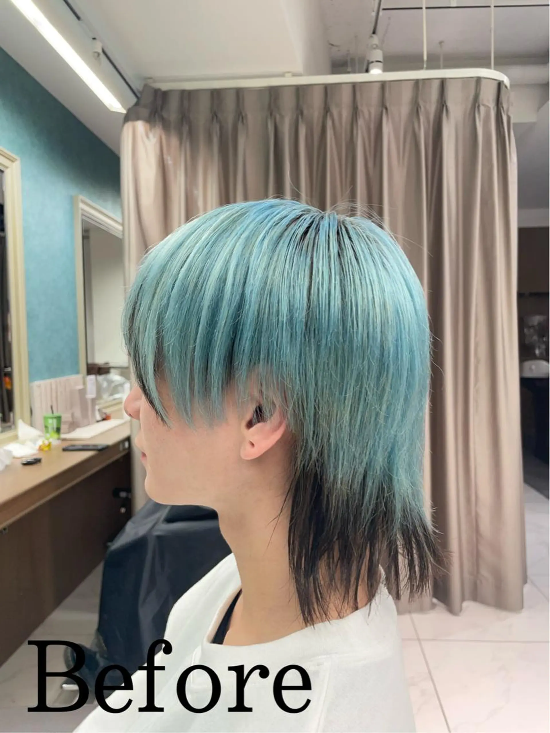 カラー メンズ 渡部凌我 小顔ウルフ ハイトーンカラーのヘアスタイル