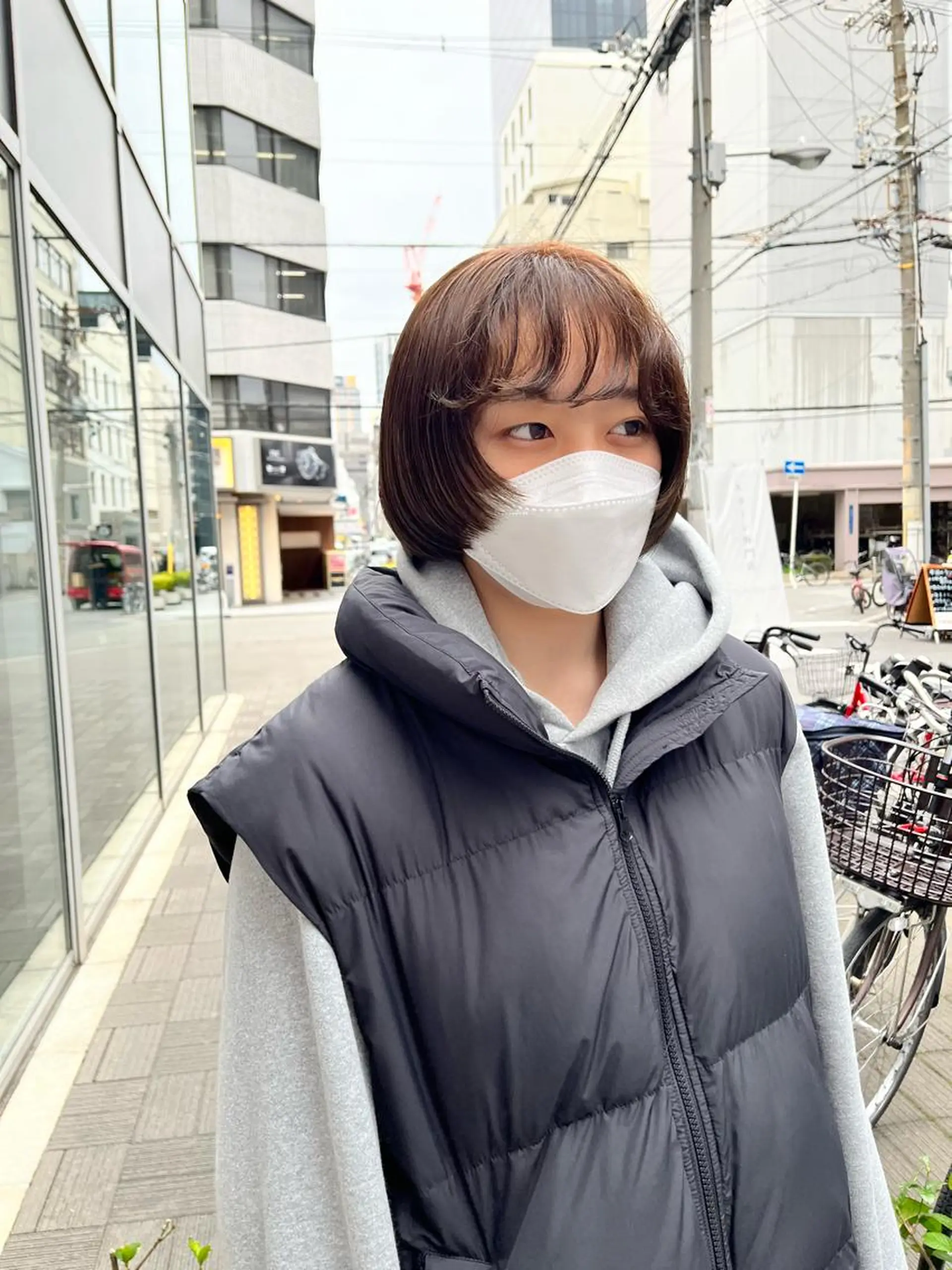 ショート カラー パーマ ショートボブ アッシュ アッシュブラウン ブラウンカラー ボブ カット ヘアカラー ショート/パーマ/ カラー/FUKOのヘアスタイル