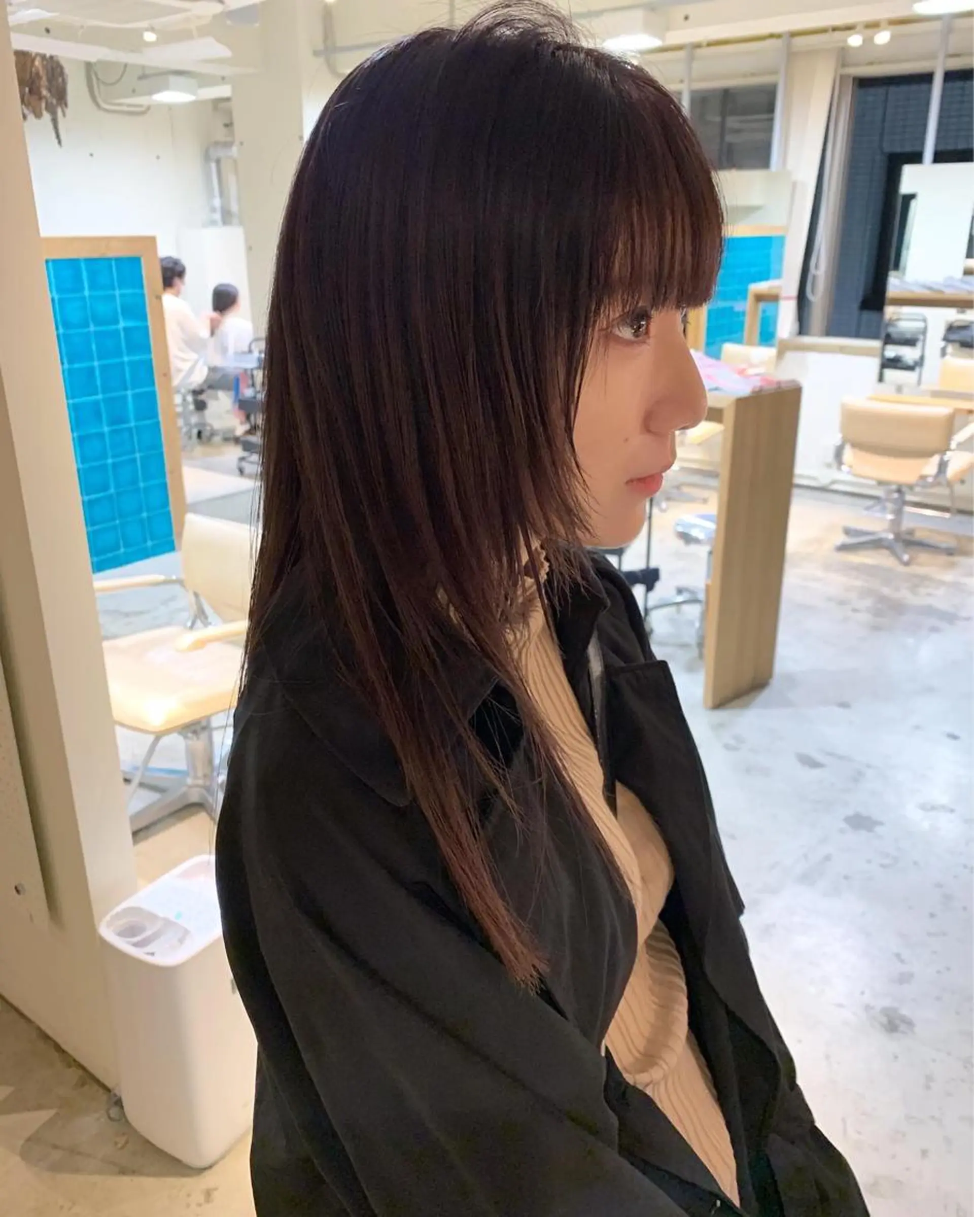 ミディアム カラー ブラウンカラー バイオレットカラー バイオレットブラウン パーマ美容師 hanaのヘアスタイル