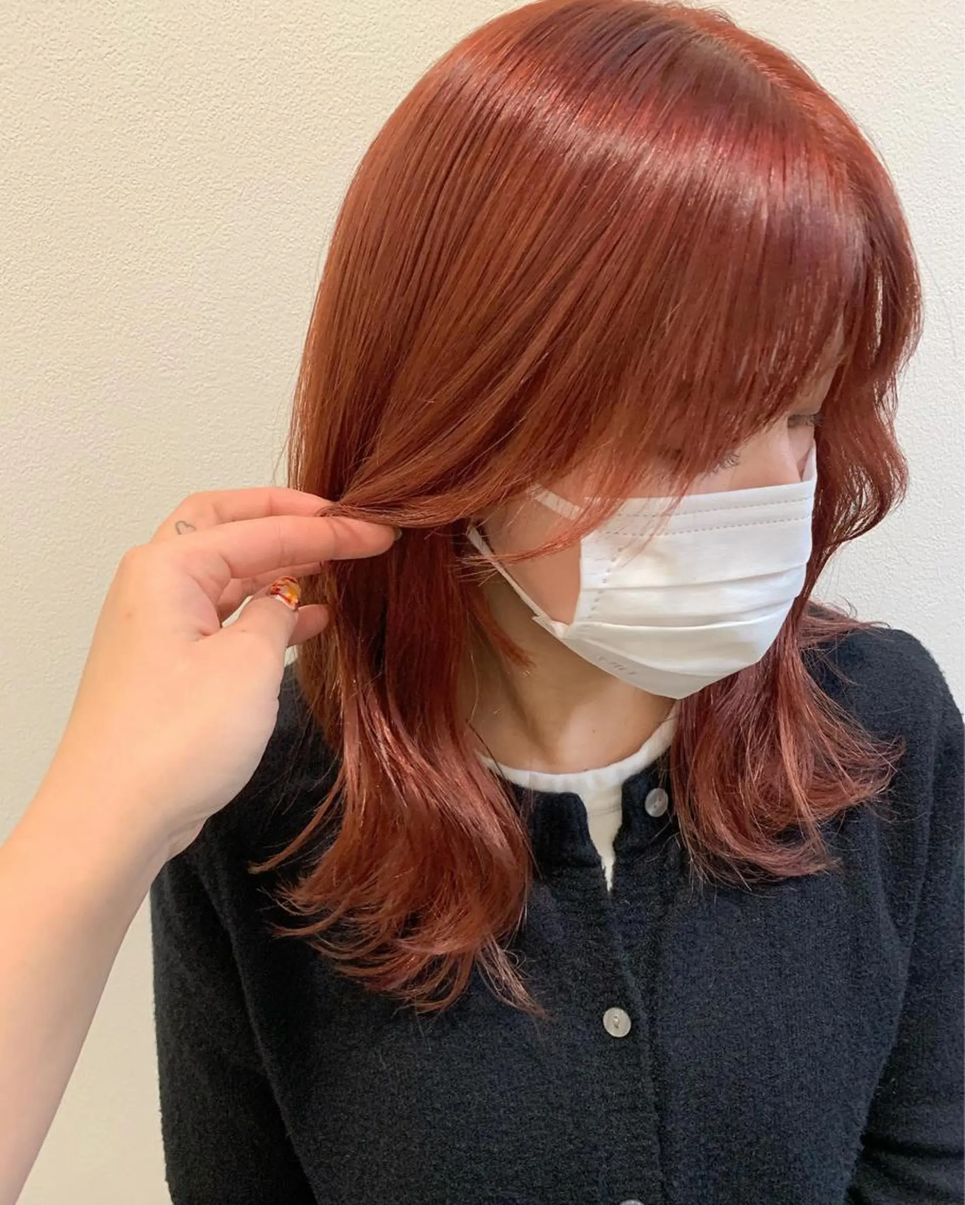 ミディアム カラー ダブルカラー 顔まわりレイヤー 韓国風ヘア レイヤーカット MARU パーマ/レイヤーのヘアスタイル