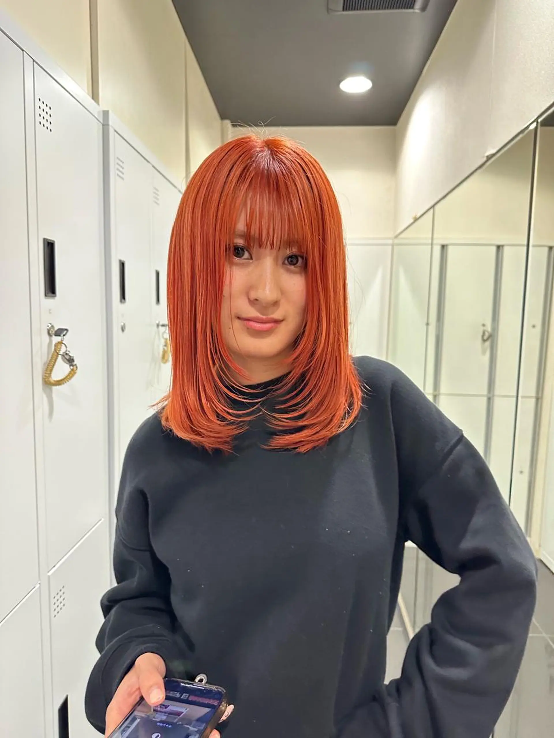 セミロング カラー ハイトーン/暖色/ 眉/メイク/Rinaのヘアスタイル