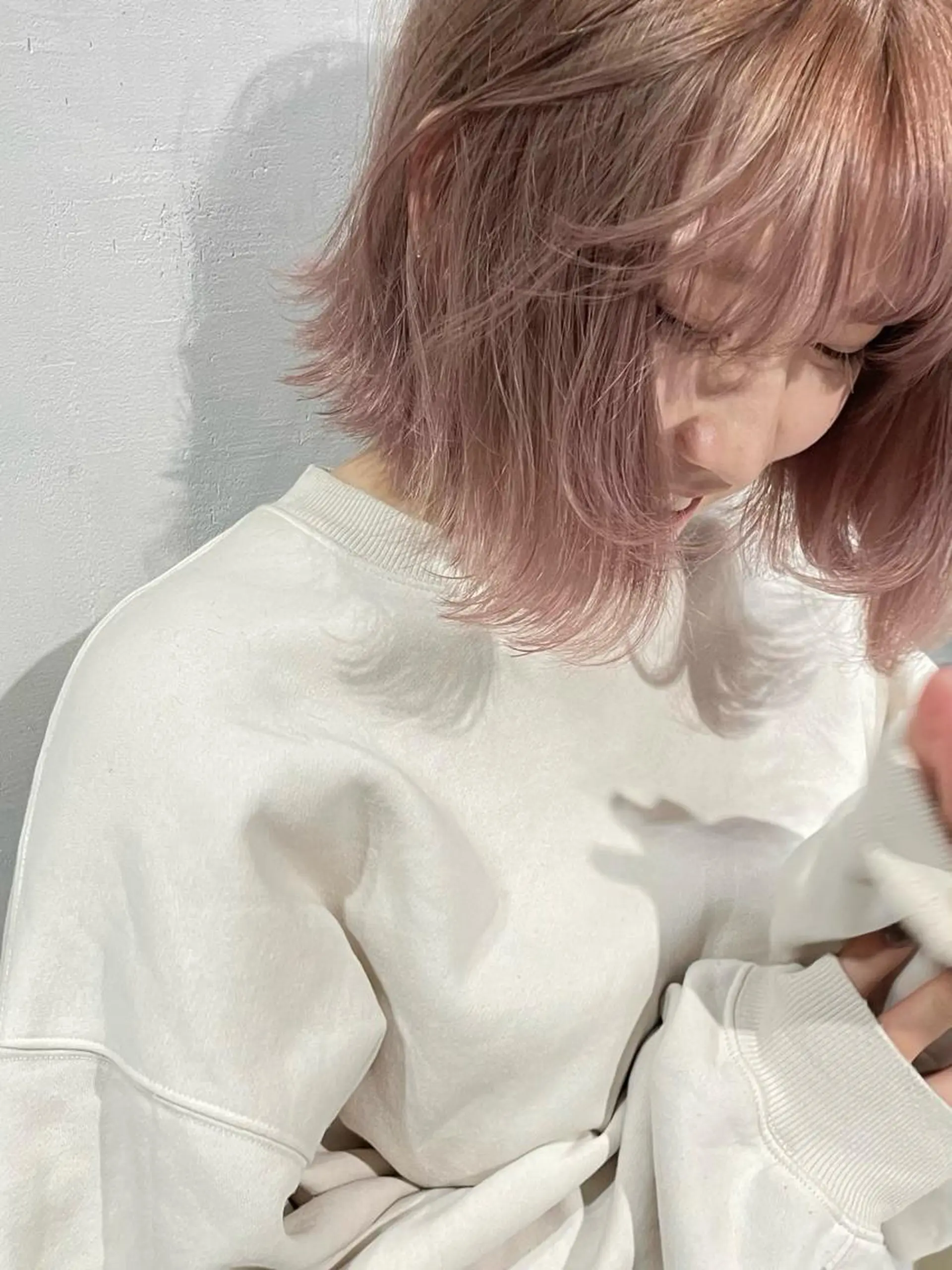 ミディアム カラー ピンクカラー カット ヘアカラー トリートメント 韓国ヘア🤍 ayanaのヘアスタイル