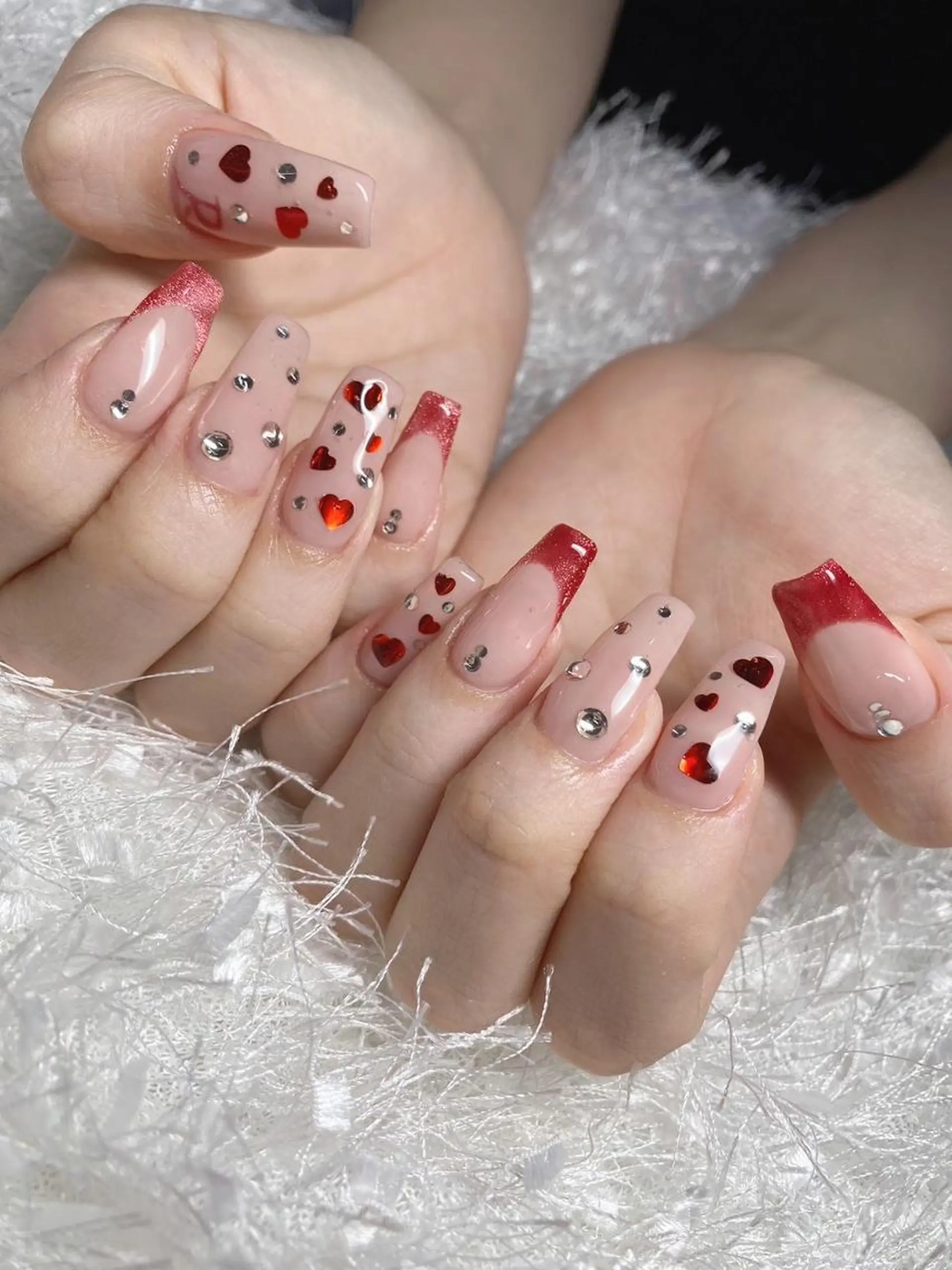 ネイル 長さ出し フレンチネイル ジェルネイル グラデーション ハート ハンドネイル Nail&eye Belire 新宿のネイルデザイン