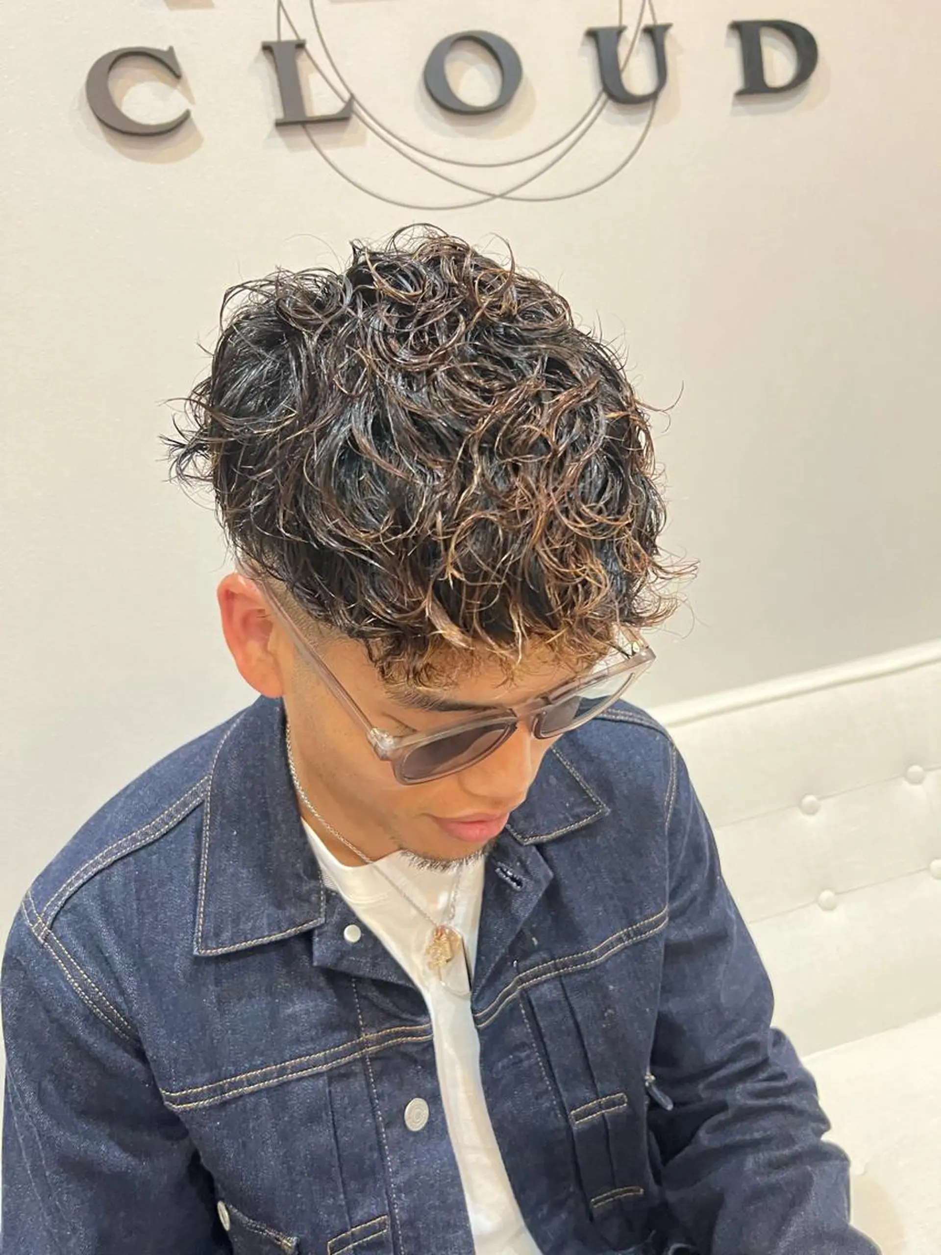 ショート パーマ メンズ スペインカール シェアサロン　Guff所属・SHION men's permのヘアスタイル