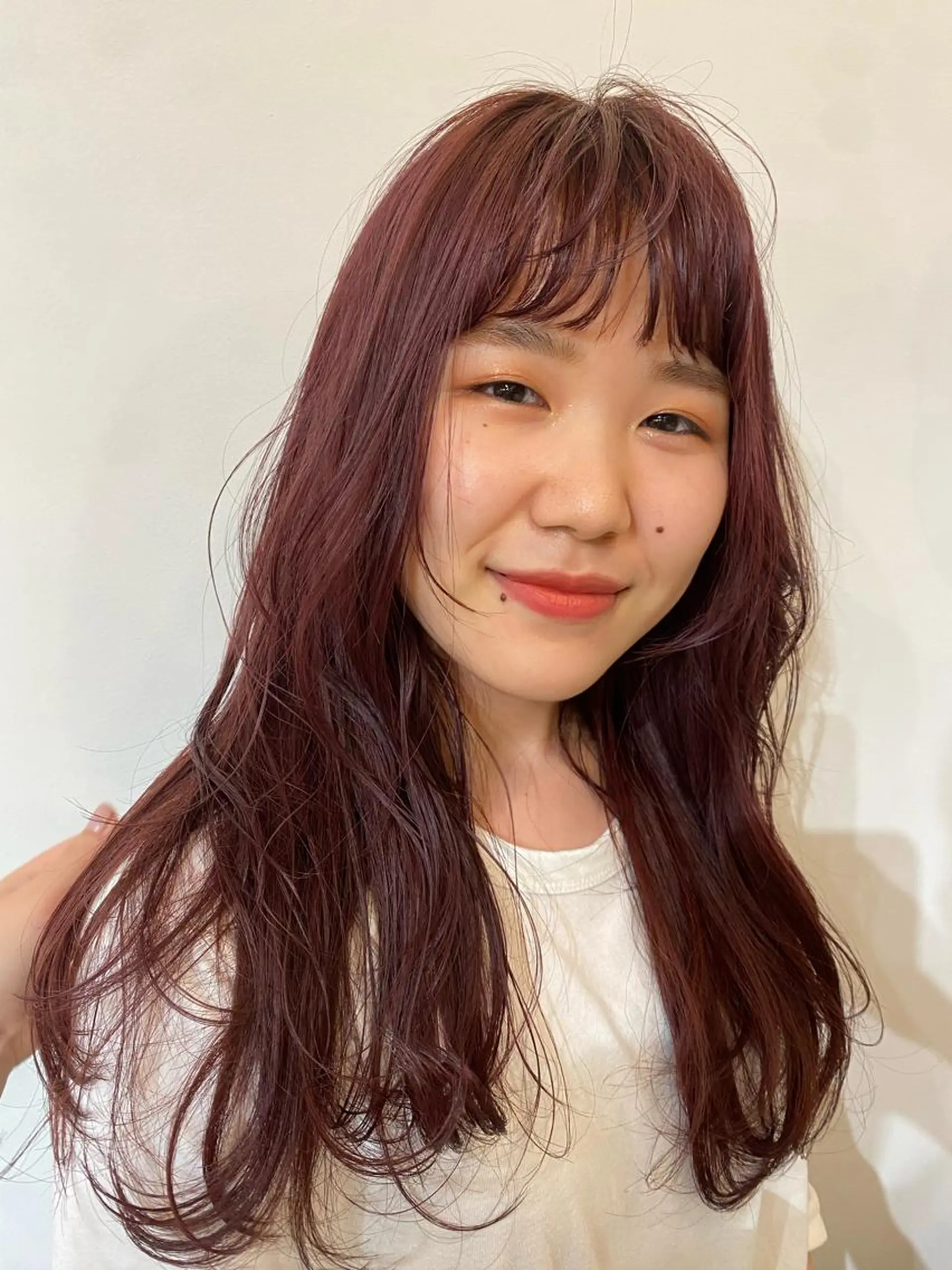 ロング カラー ブリーチ カシス ピンクカラー みうら ありさのヘアスタイル
