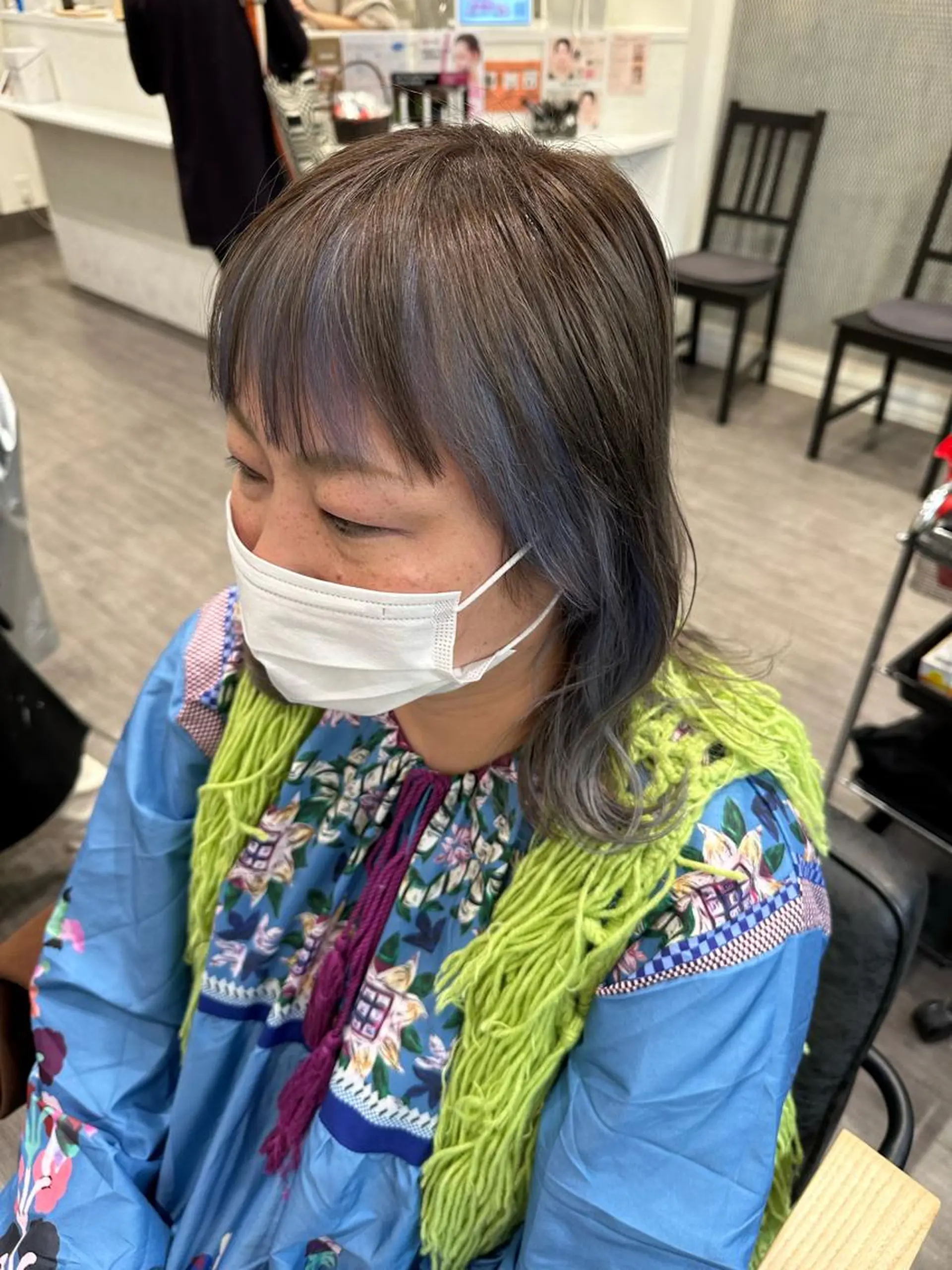 ミディアム カラー ブルーカラー ブルーラベンダー ラベンダーカラー 艶髪レイヤー上田 紗也🇰🇷💗のヘアスタイル