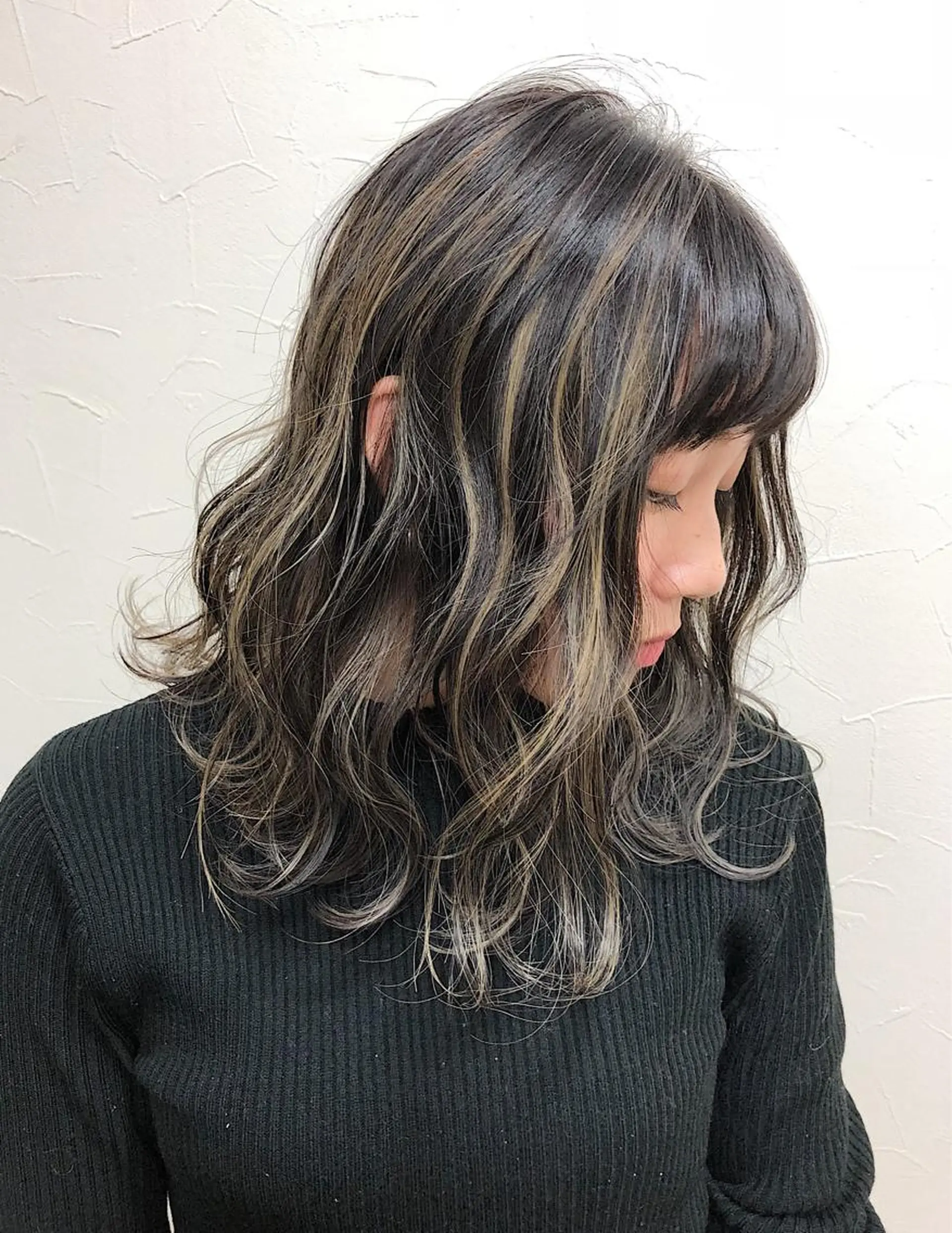 ミディアム カラー ハイライトカラー ハイライト ノンダメージ髪質改善 カラー💎/KURAのヘアスタイル