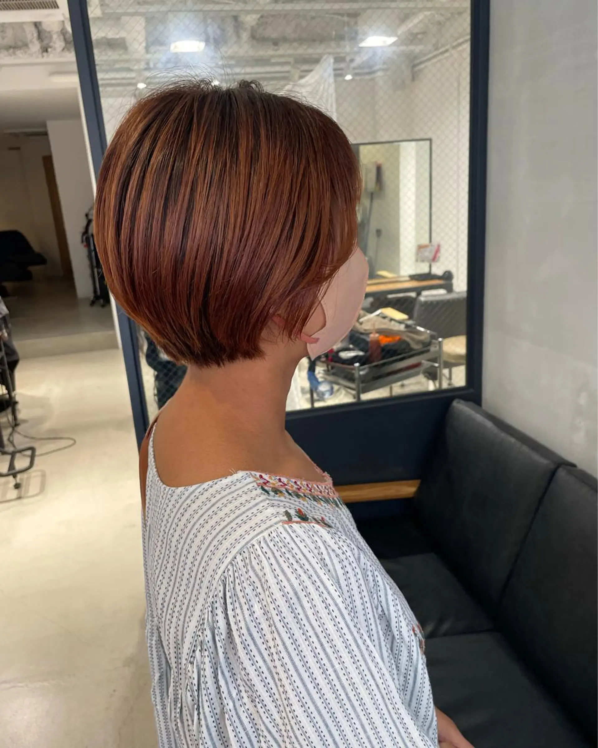 ショート カラー 暖色カラー🍊 ボブ🌿顔周りcutのヘアスタイル