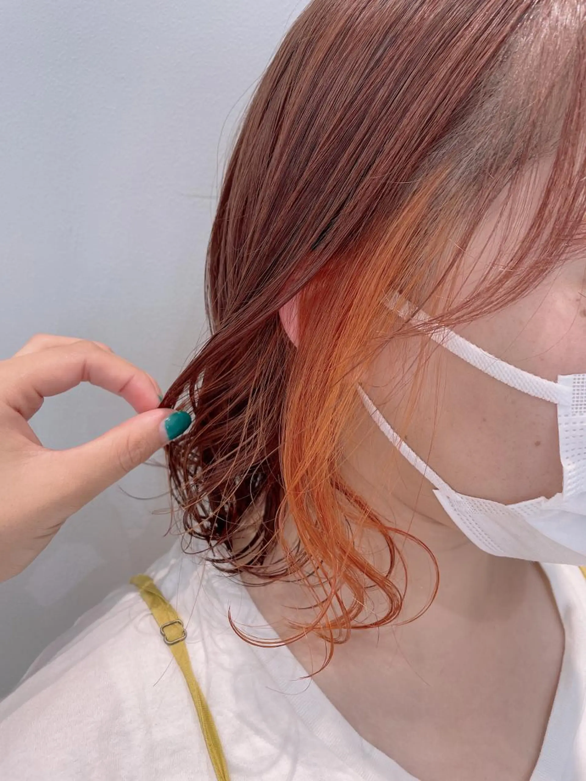 ミディアム カラー ブラウンカラー イヤリングカラー オレンジ ヘアカラー トリートメント 🦖鶴岡香純🦖 5/1から復帰しますのヘアスタイル