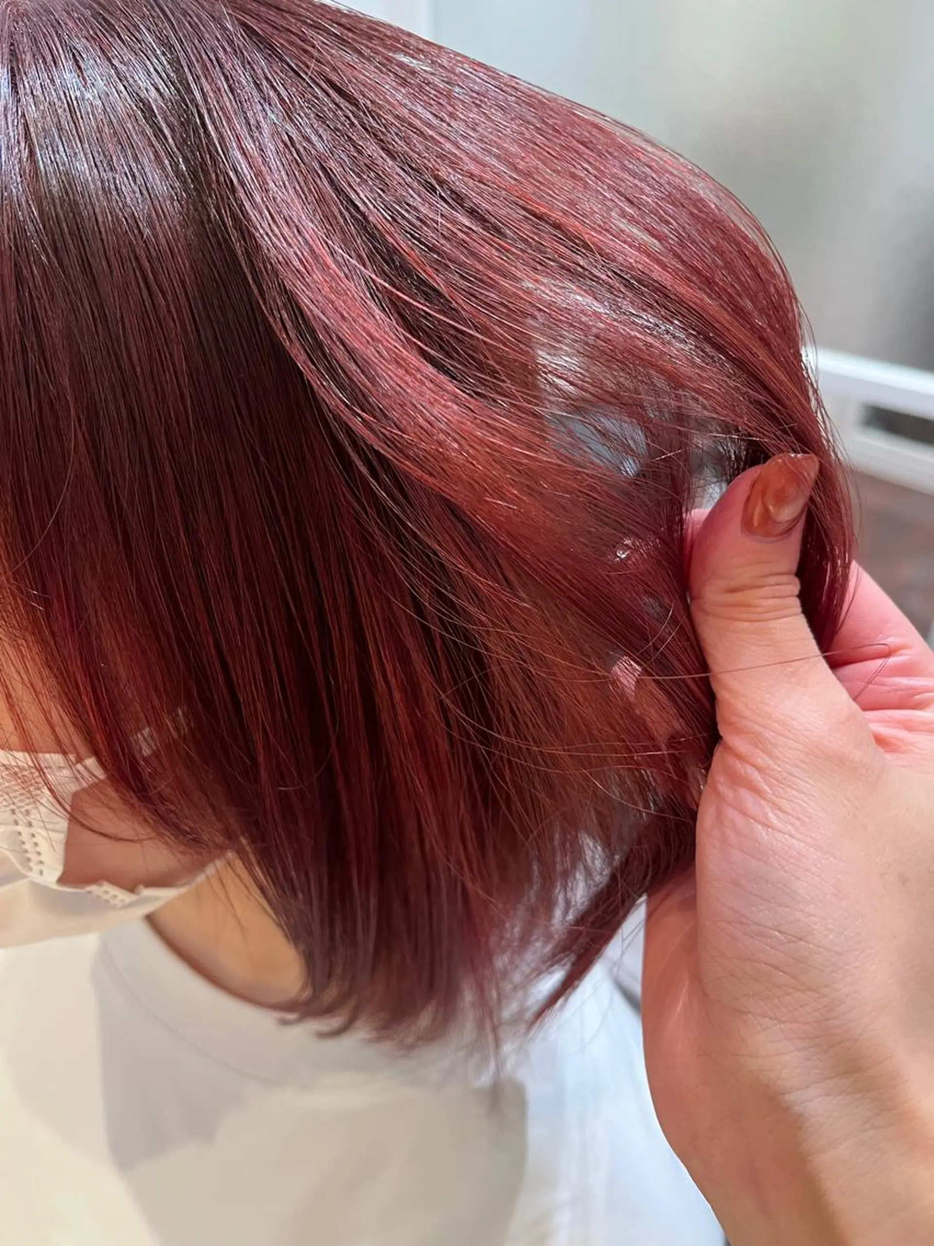 ミディアム カラー ブリーチ ブリーチなしカラー ピンクカラー カット ヘアカラー トリートメント 片岡 由依のヘアスタイル