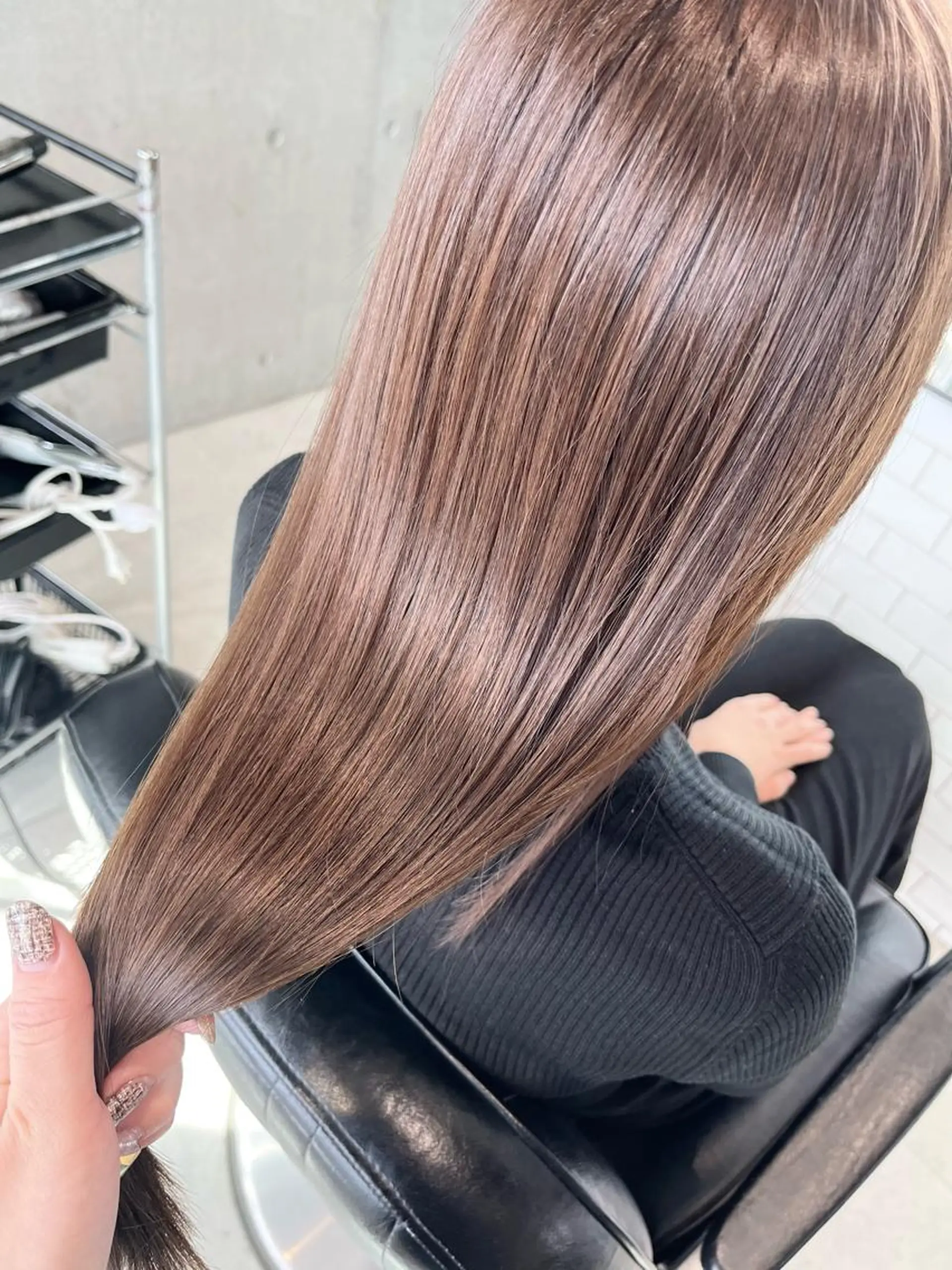 ロング カラー カット ヘアカラー トリートメント ヘッドスパ 透明感/オリーブ/ グレージュ/YUKAのヘアスタイル