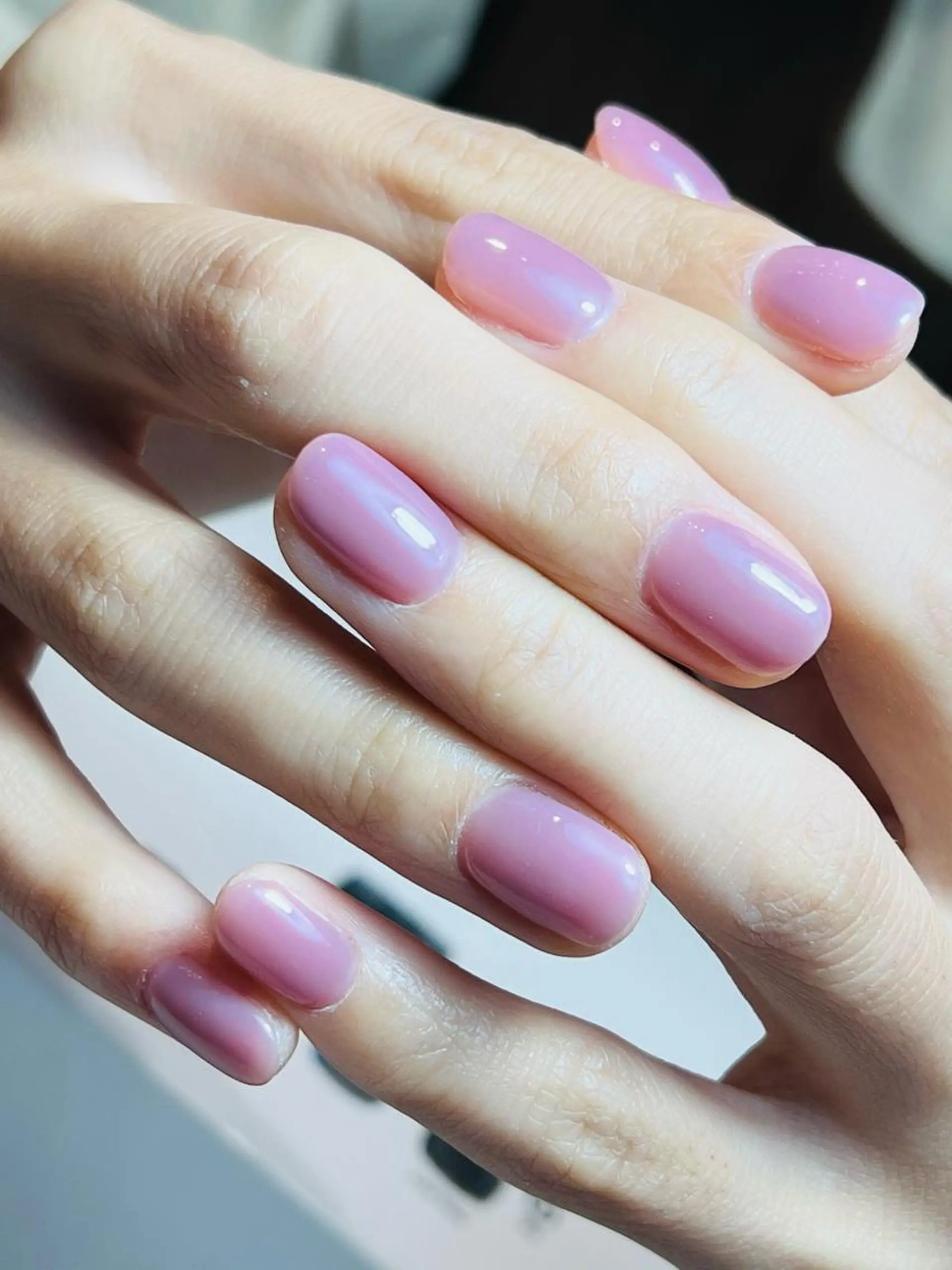 ネイル ワンカラーネイル ピンク bijou nails　蓮のネイルデザイン