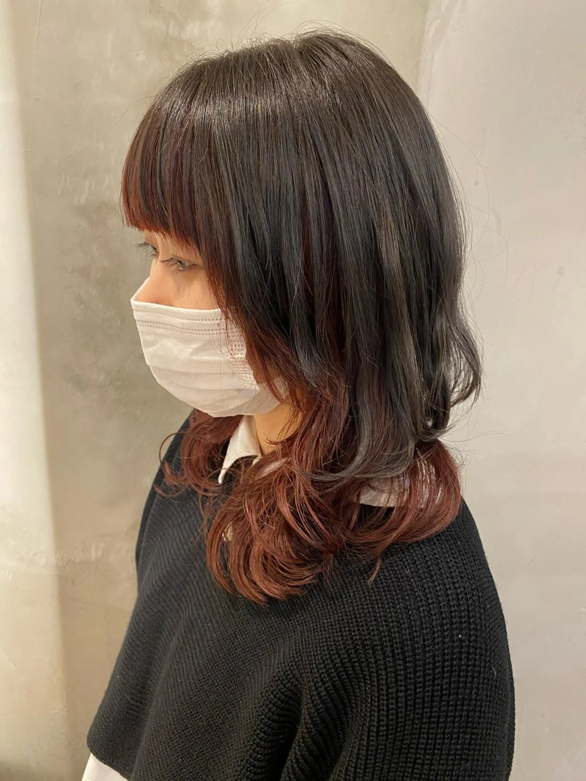 ミディアム カット ヘアカラー トリートメント 顔周りcut・ご相談 ＝新宿しずく🇰🇷のヘアスタイル