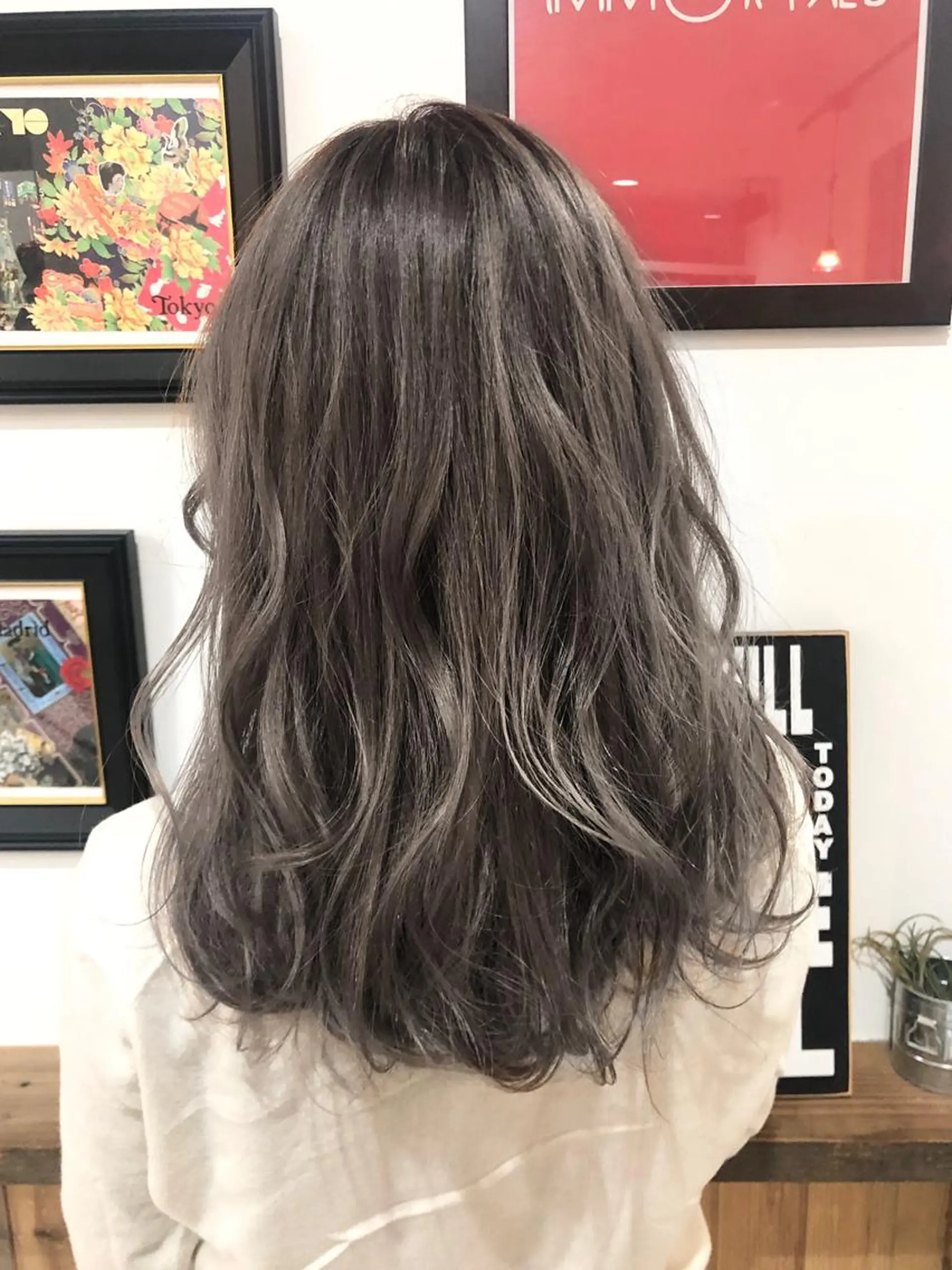 セミロング カラー ヘアアレンジ ヘアカラー トリートメント ヘアセット 吉田裕太/ハイライト ダブルカラーのヘアスタイル