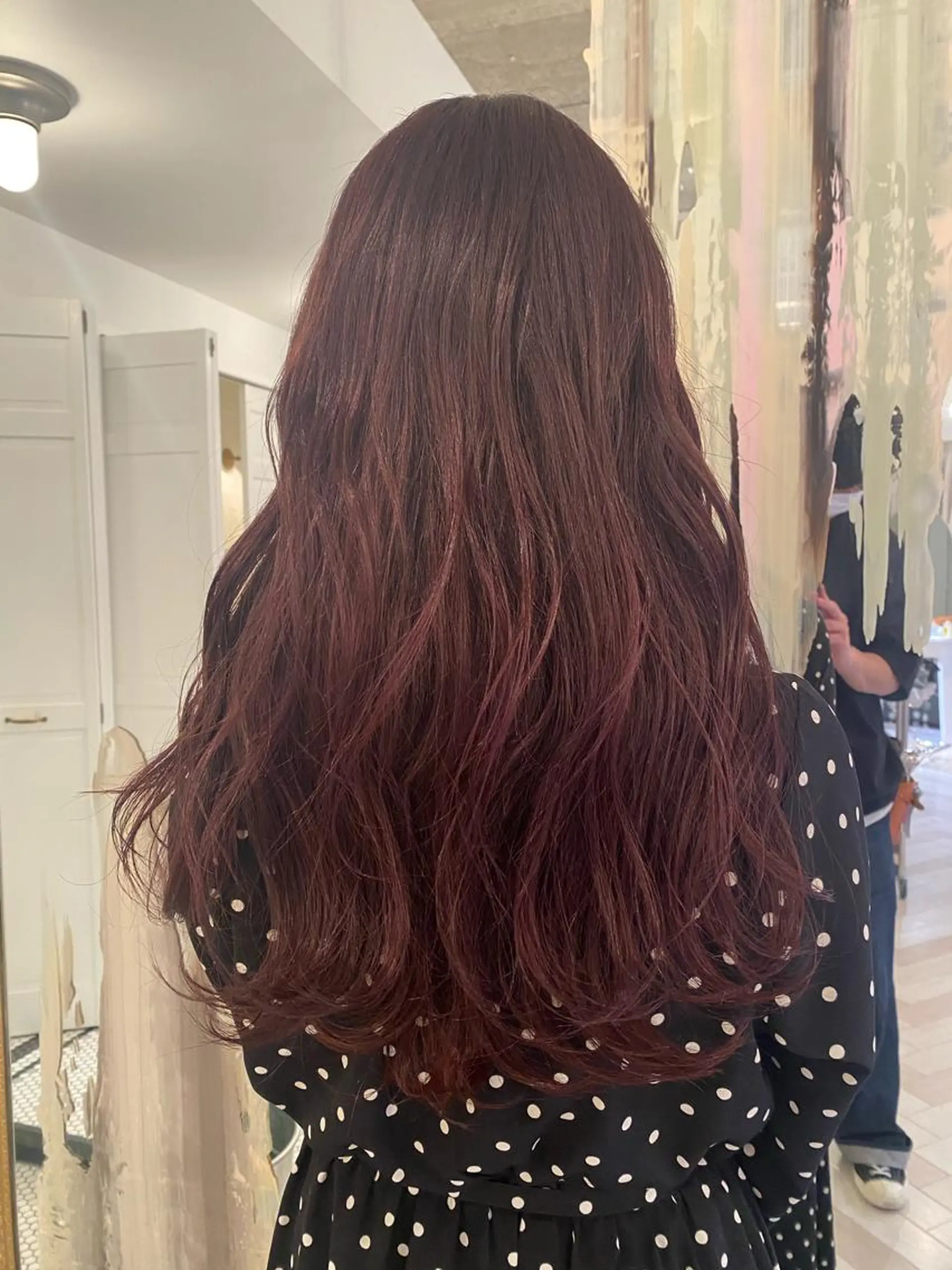 ロング カラー ピンクカラー Memories 銀座のヘアスタイル