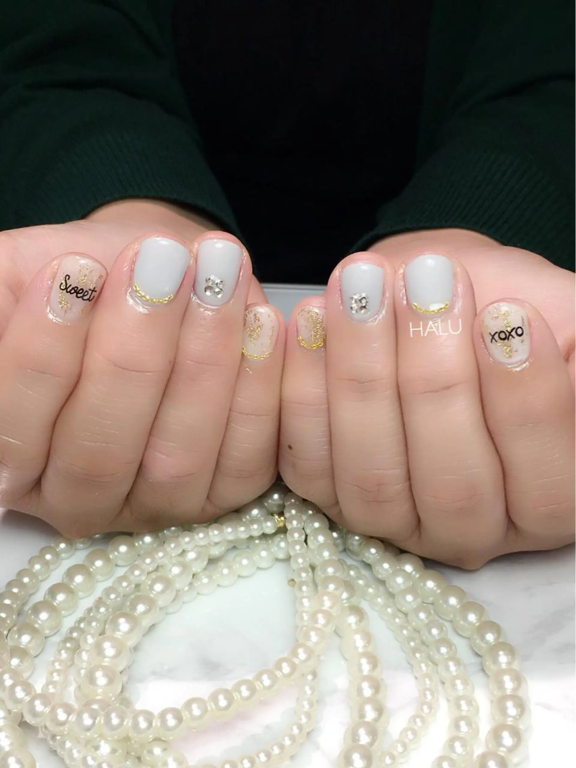 ネイル カジュアル ゴールド シンプルネイル HALU ハルのネイルデザイン