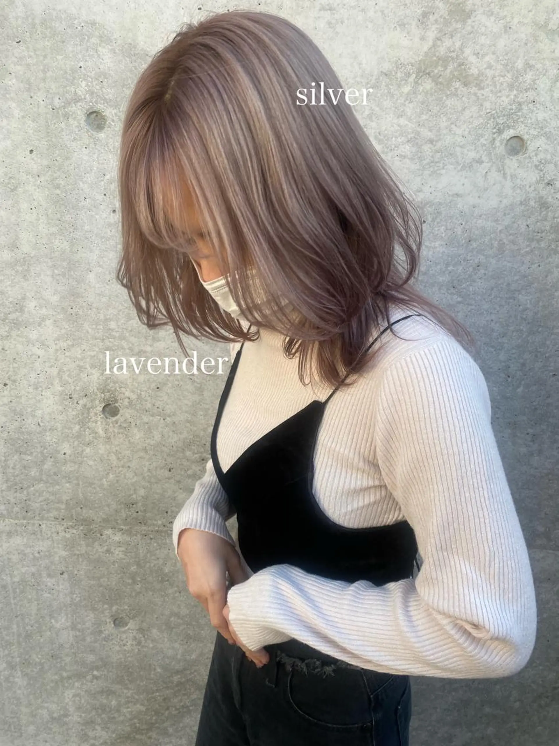 ミディアム カラー ヘアアレンジ ブリーチ ラベンダーカラー あおい 🍒暖色カラーのヘアスタイル