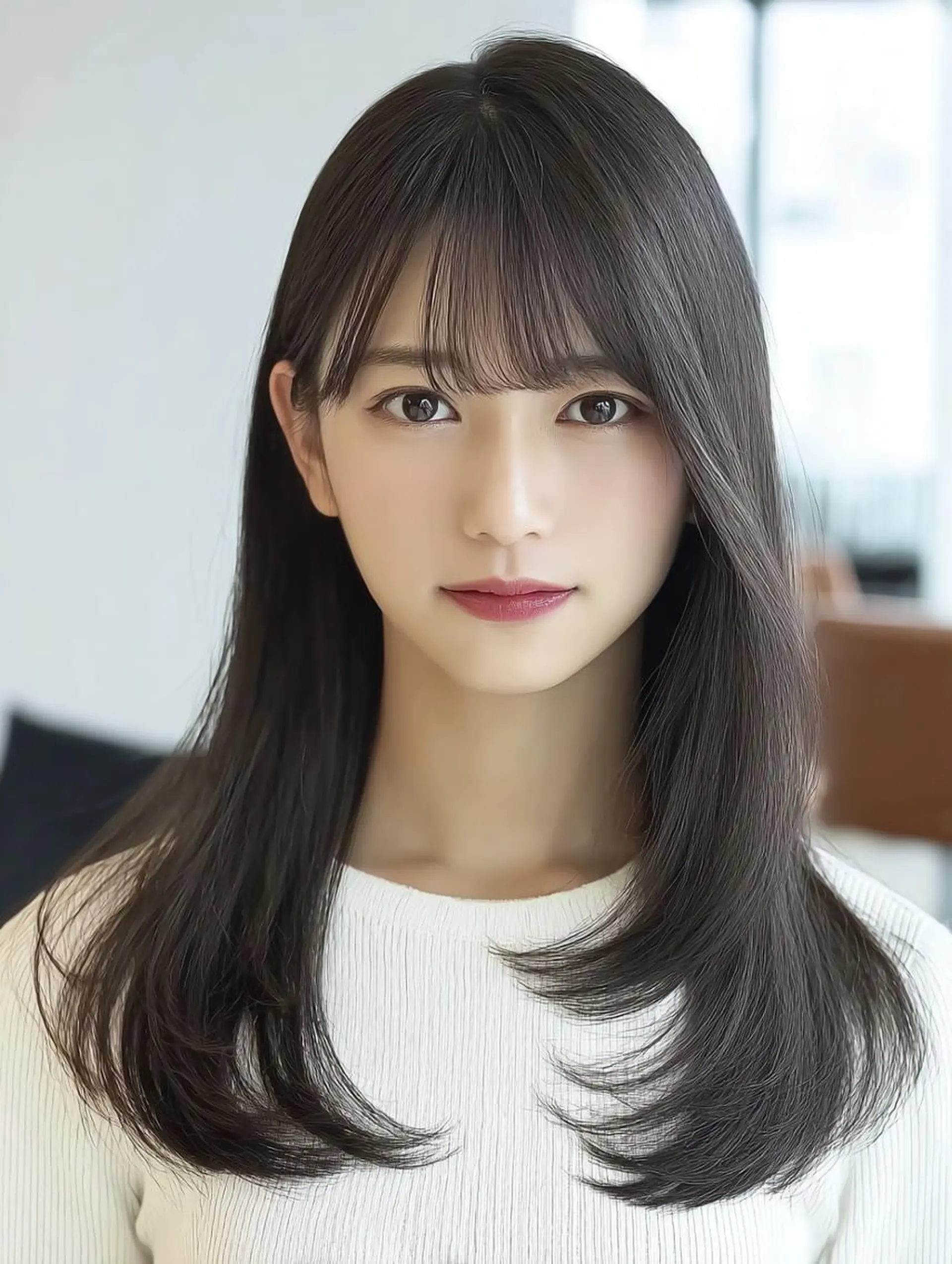セミロング ハッシュカット 髪質改善 レイヤーカット 縮毛矯正 トリートメント 絶対可愛い暖色カラー 🌷うる艶🌷結奈✨のヘアスタイル