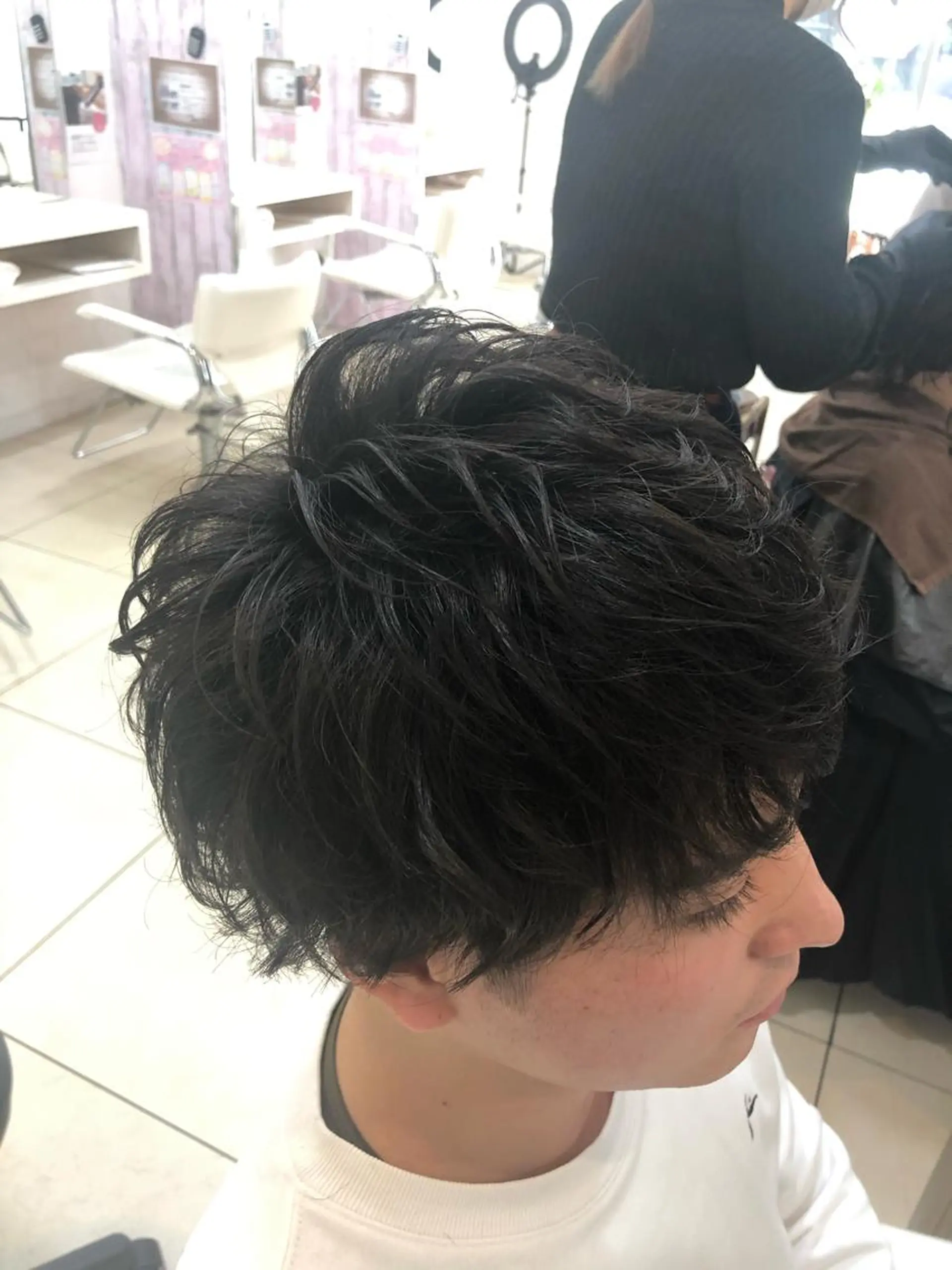 ショート パーマ メンズ 髪質改善× 白髪ぼかし溝江のヘアスタイル