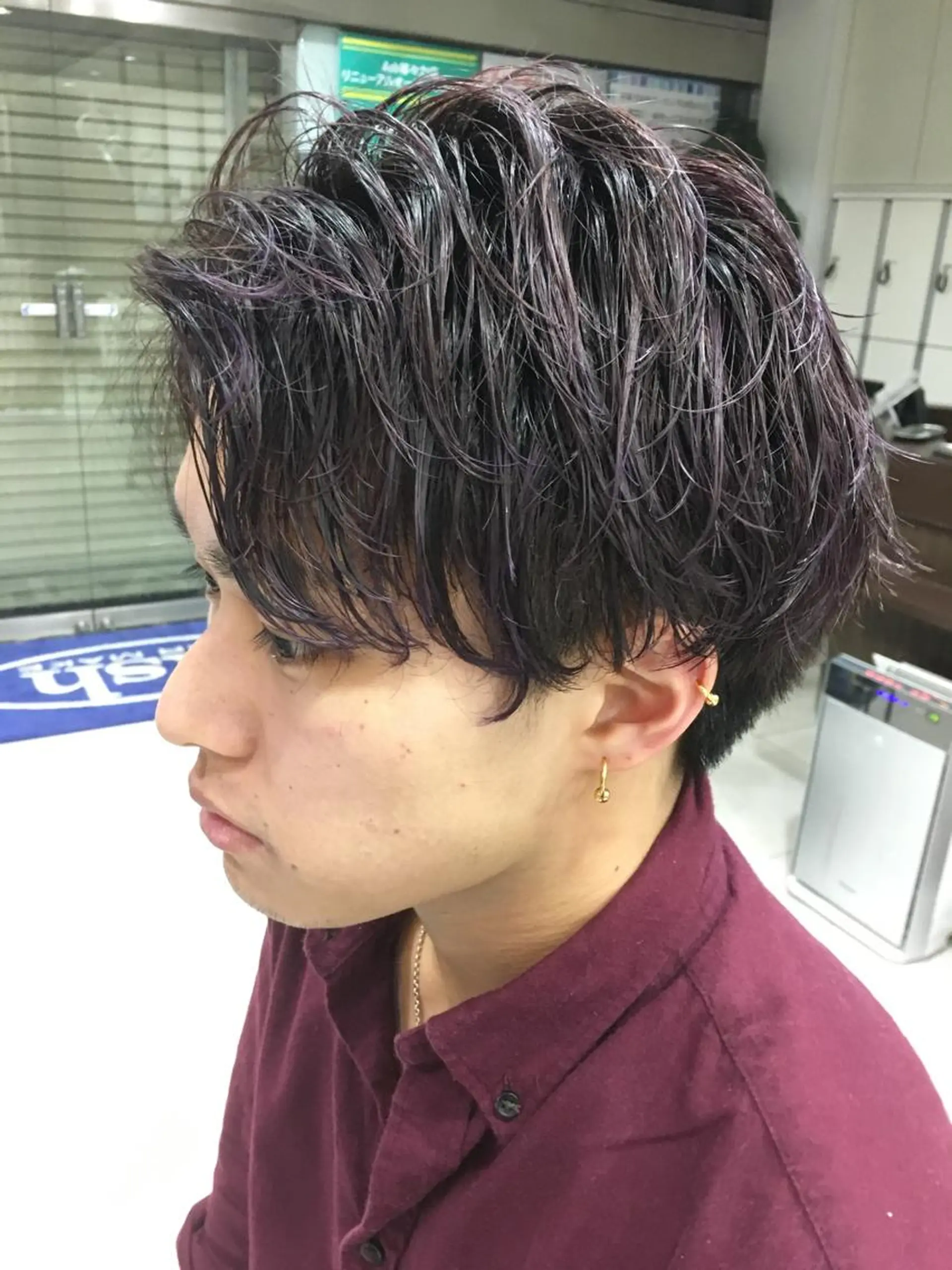 ショート カラー ハイライトカラー パープルカラー ハイライト 寺内 紳悟のヘアスタイル