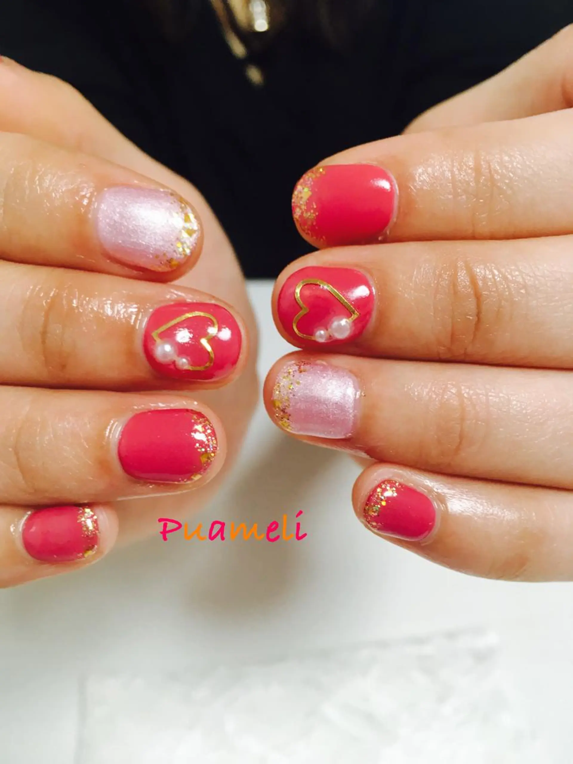 ネイル ラメ(グリッター) ストーンネイル Puameli プアメリのネイルデザイン