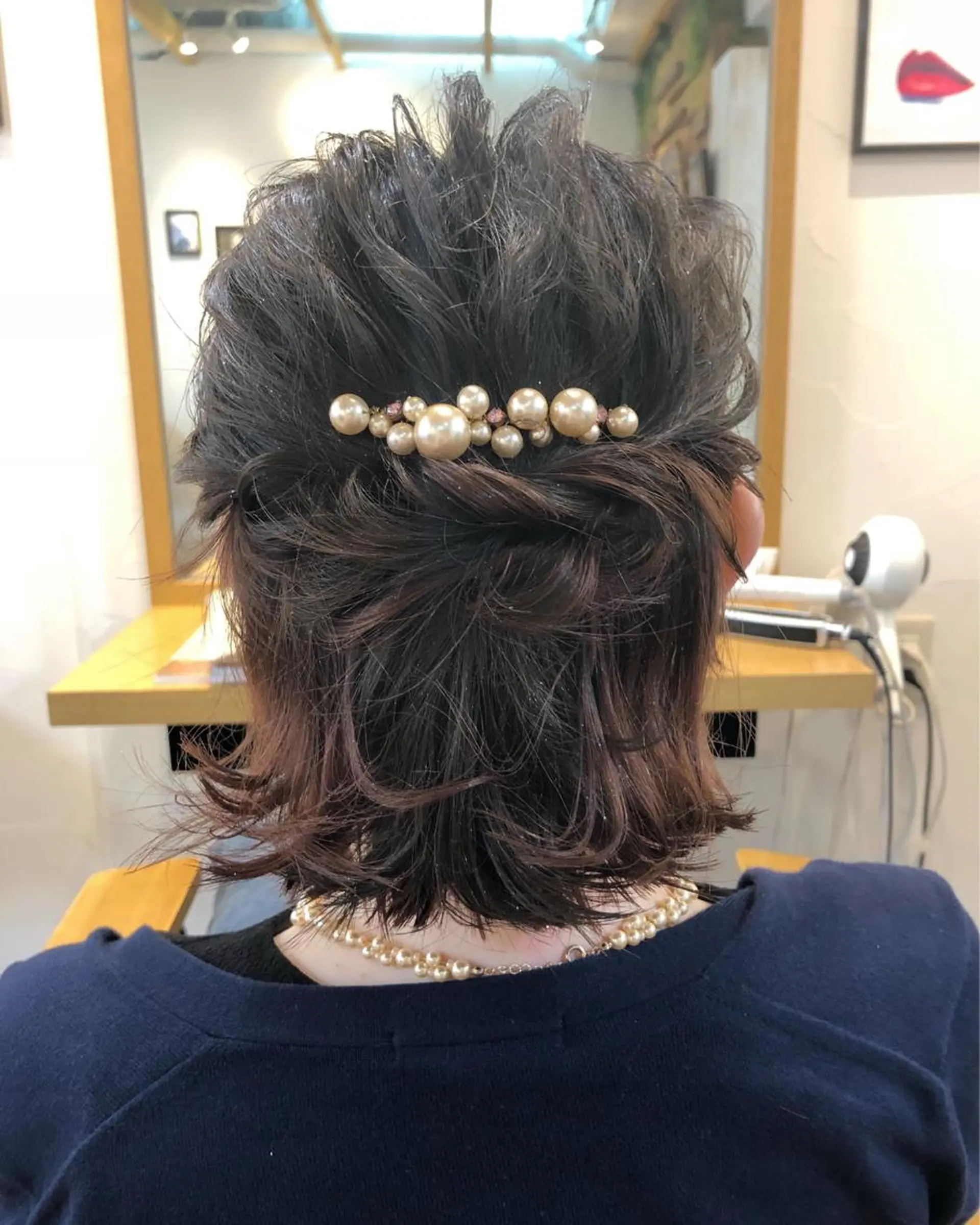 ショート カラー ヘアアレンジ ハーフアップ 遠藤 拓馬のヘアスタイル