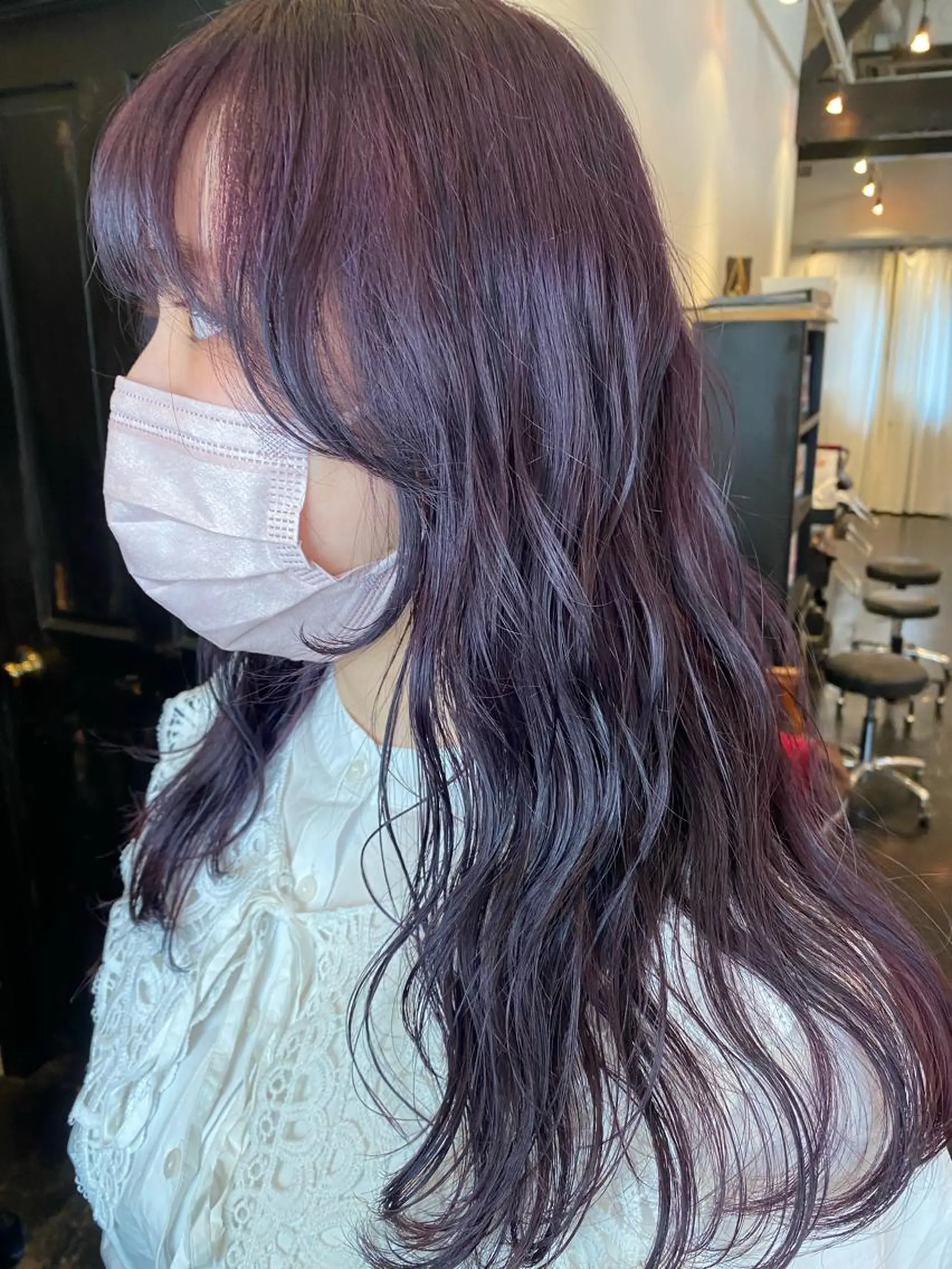 セミロング カラー ブリーチ ラベンダーカラー ラベンダーピンク ピンクカラー NATSUKI😸 ‪✂︎‬南森町美容室のヘアスタイル