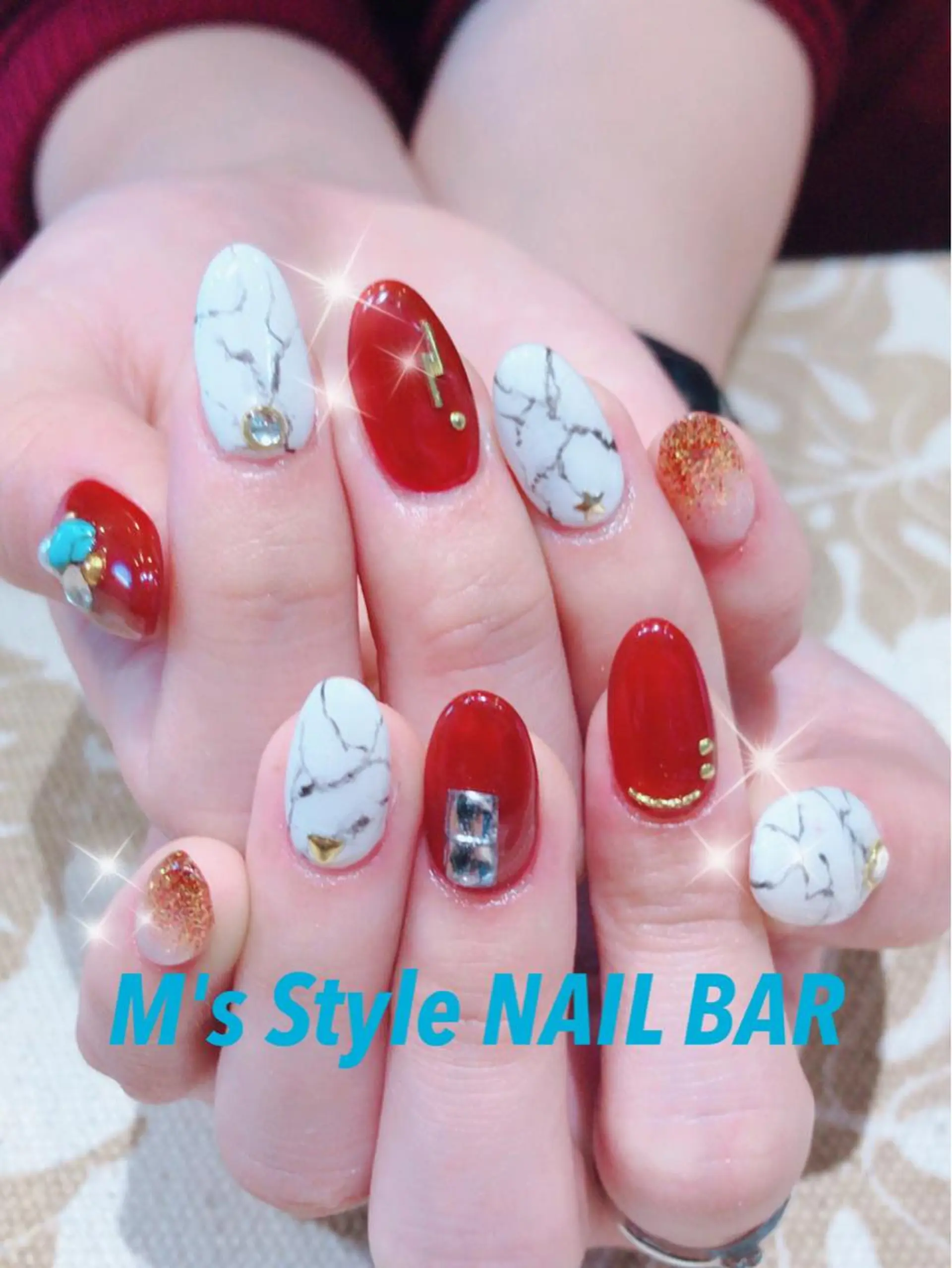 ネイル アートネイル 大理石ネイル(マーブル) 持ち込み ハンドネイル M's Style NAIL BARのネイルデザイン