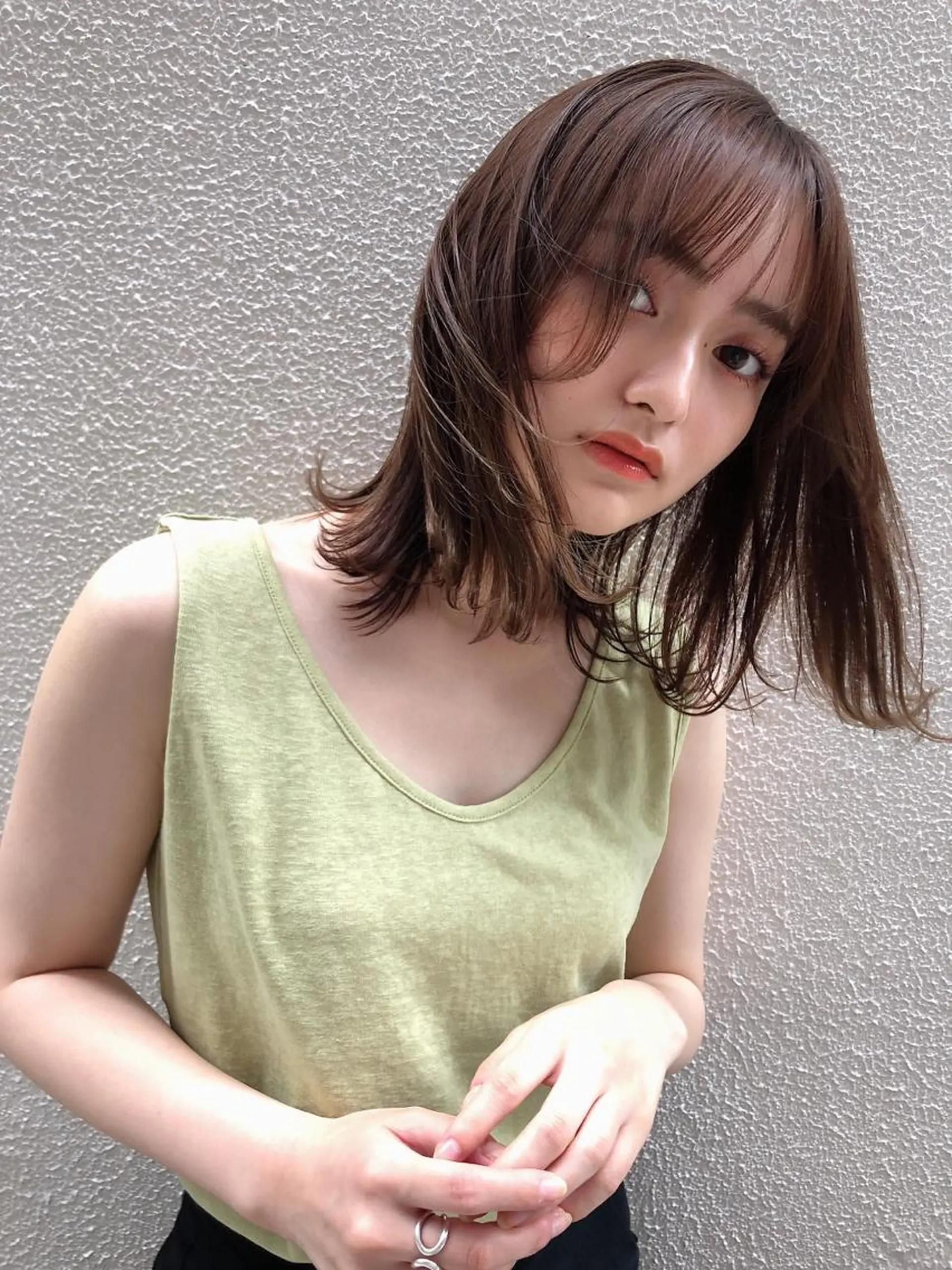 ミディアム パーマ カット ヘアカラー トリートメント 店長/mao/ 前髪/顔周りカットのヘアスタイル