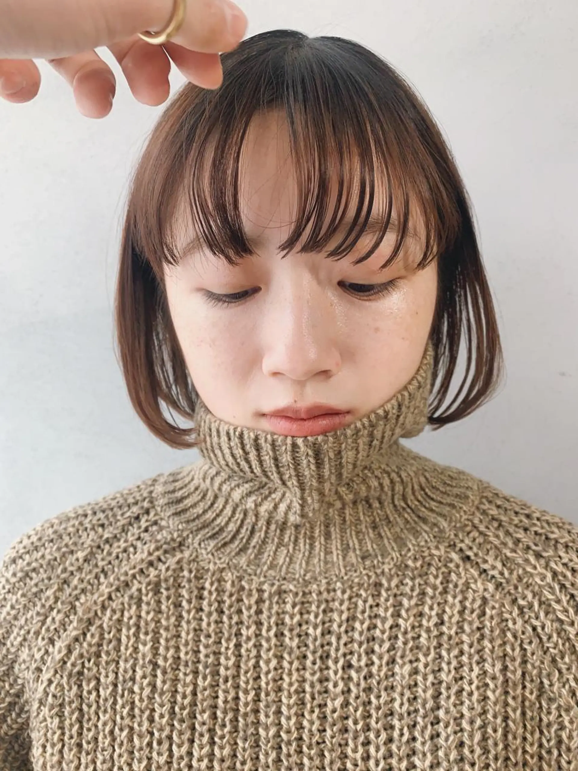 カラー ボブパーマコテ巻き風 パーマNo1深江秀平のヘアスタイル