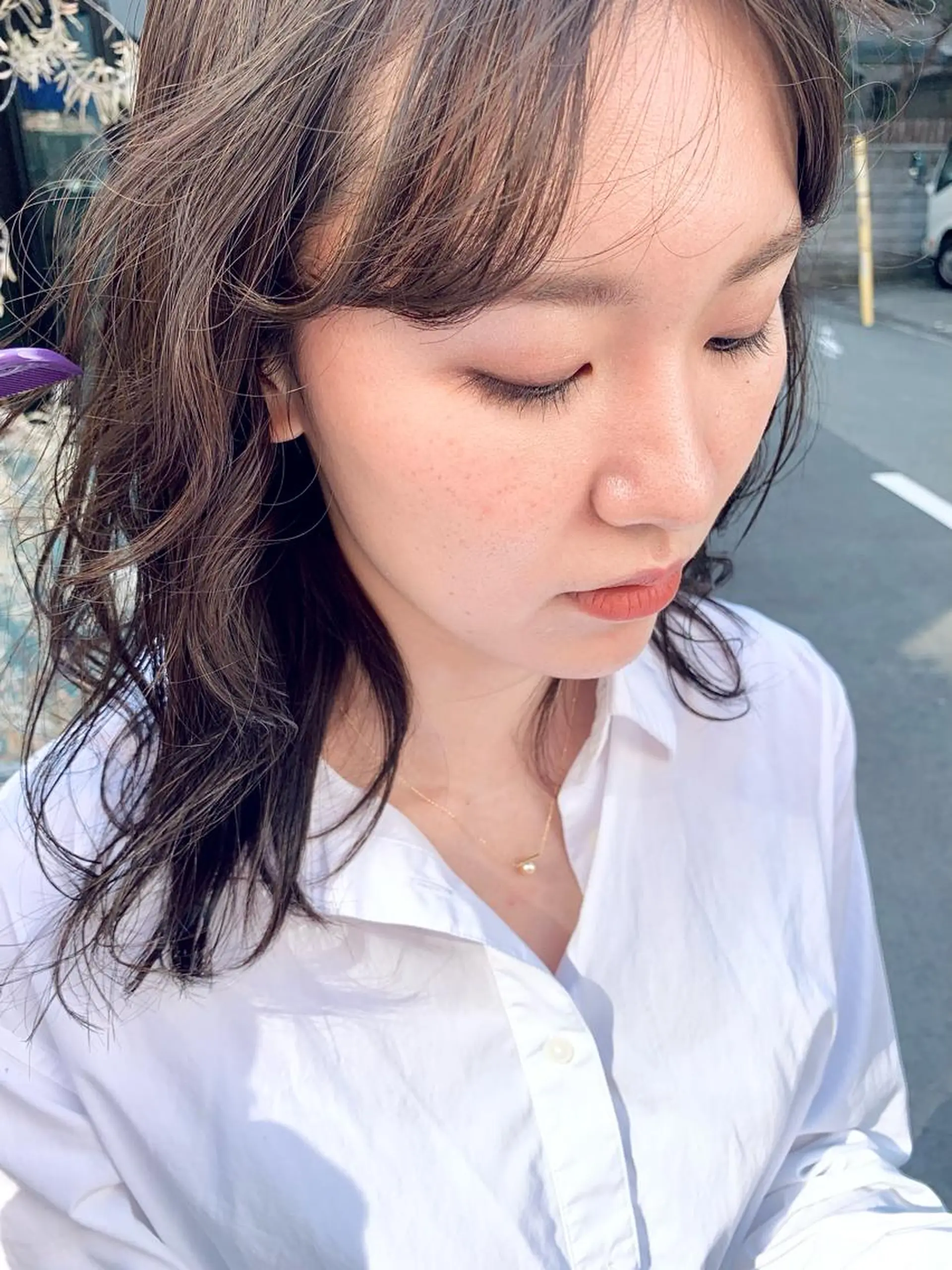 ミディアム カラー ダブルカラー ハイライトカラー インナーカラー ボブ ハイライト ノモト ハルのヘアスタイル