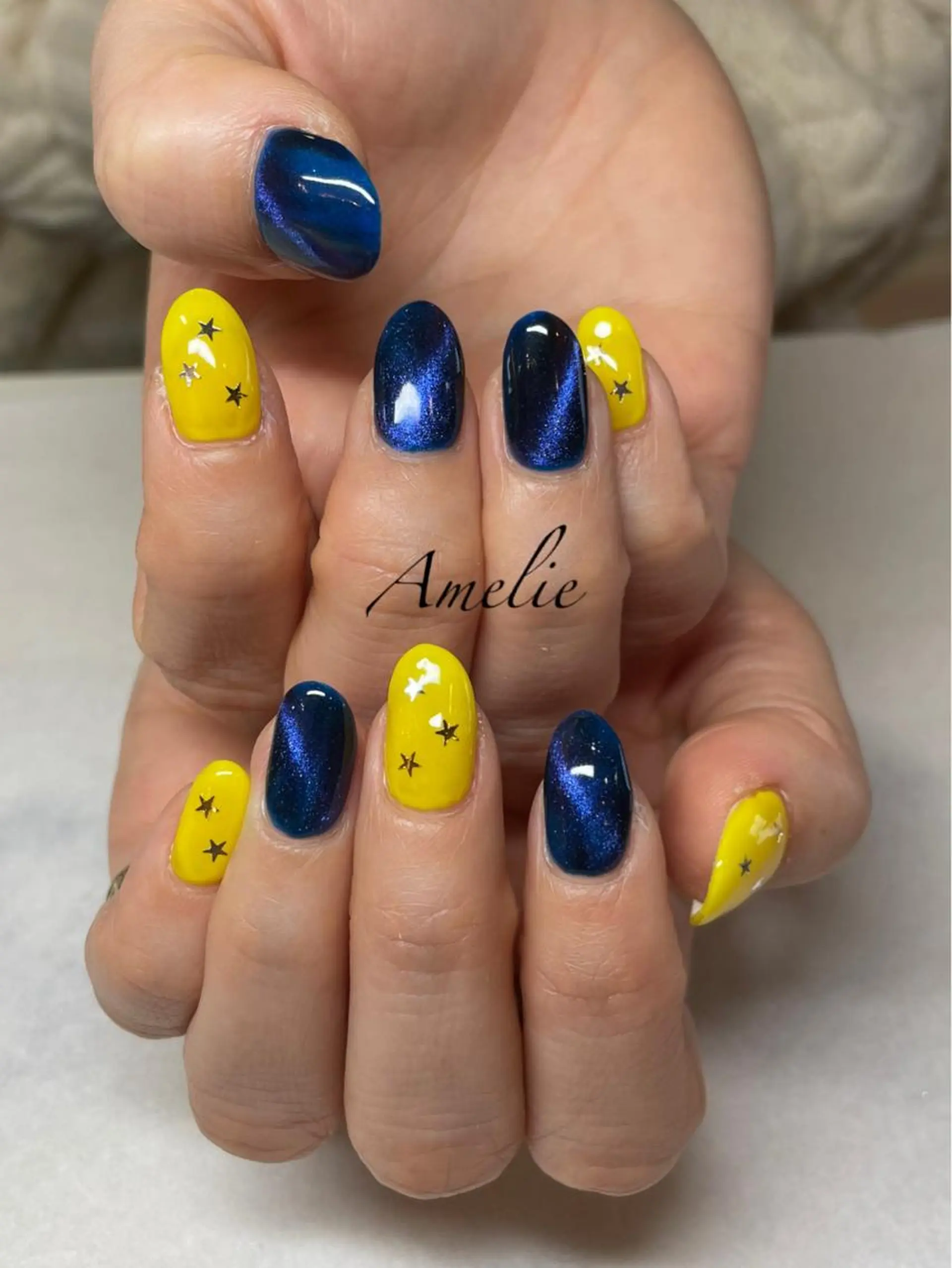 ネイル ブルー ジェルネイル マグネットネイル 持ち込み パラジェル yo koのネイルデザイン