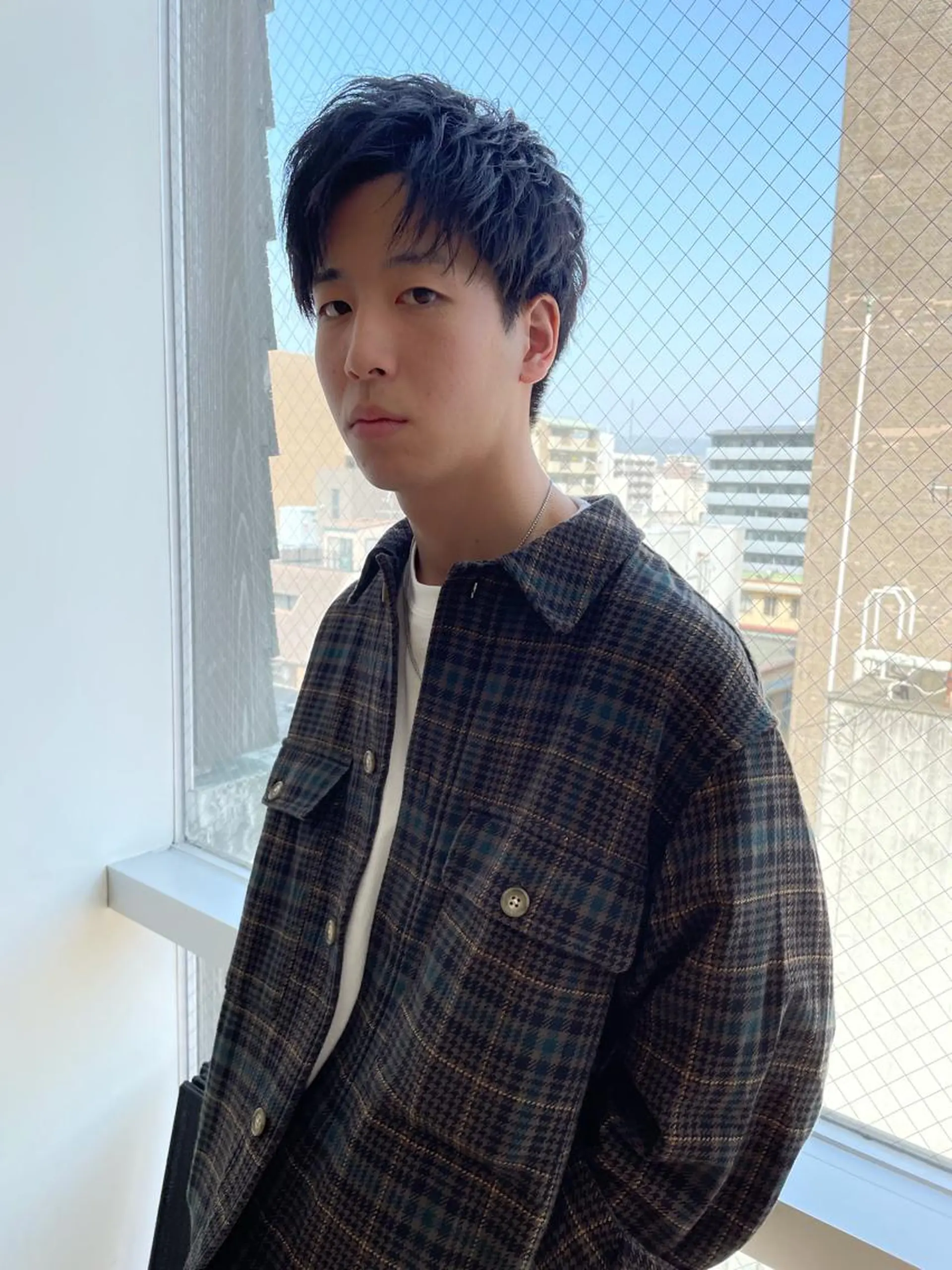 メンズ アップバング マッシュ 縮毛矯正／ 似合わせ／古津遼平のヘアスタイル