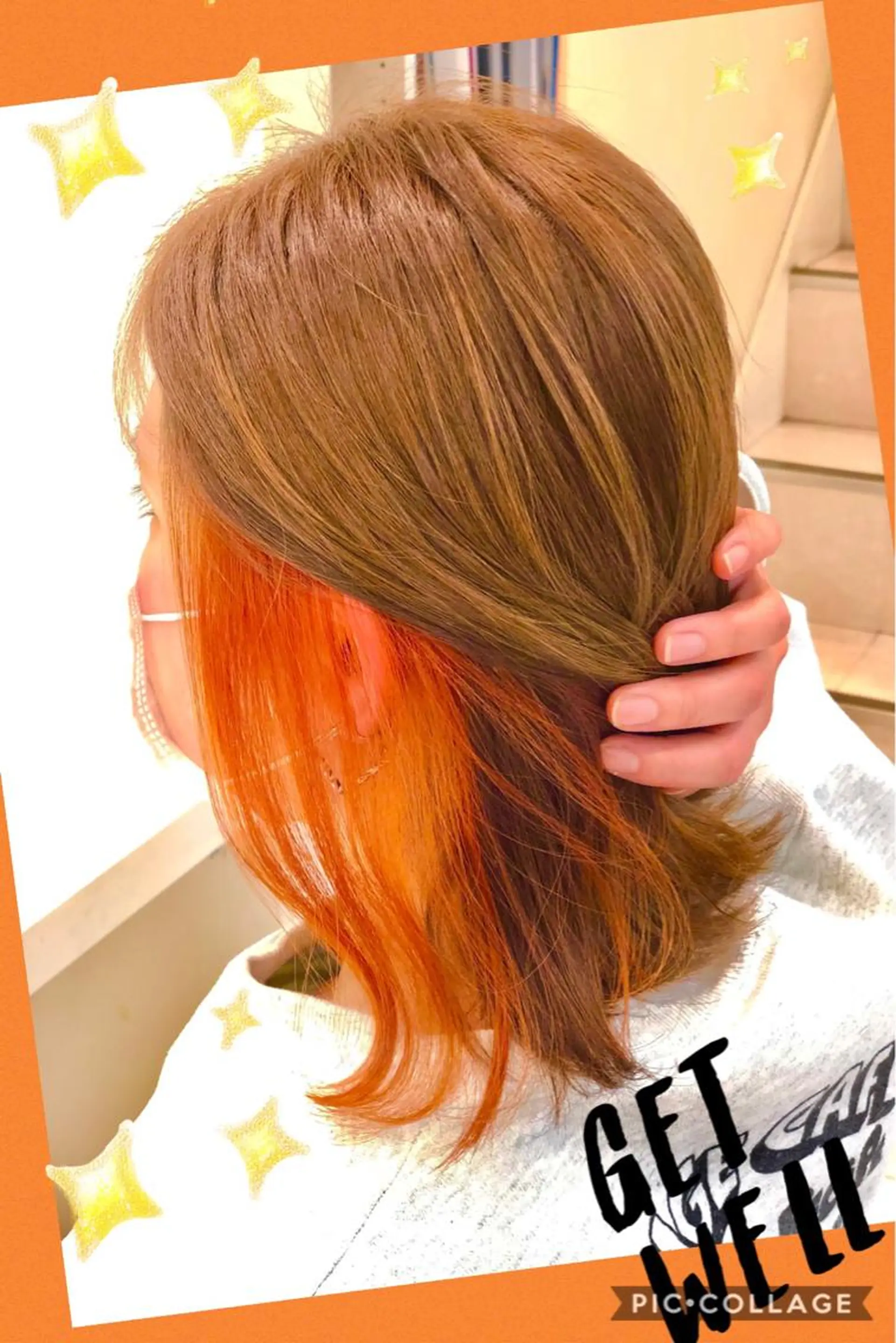 ミディアム カラー ベージュカラー ブリーチ ケアブリーチ イルミナカラー オレンジ ヘアカラー トリートメント ヘアセット 永島 桜のヘアスタイル