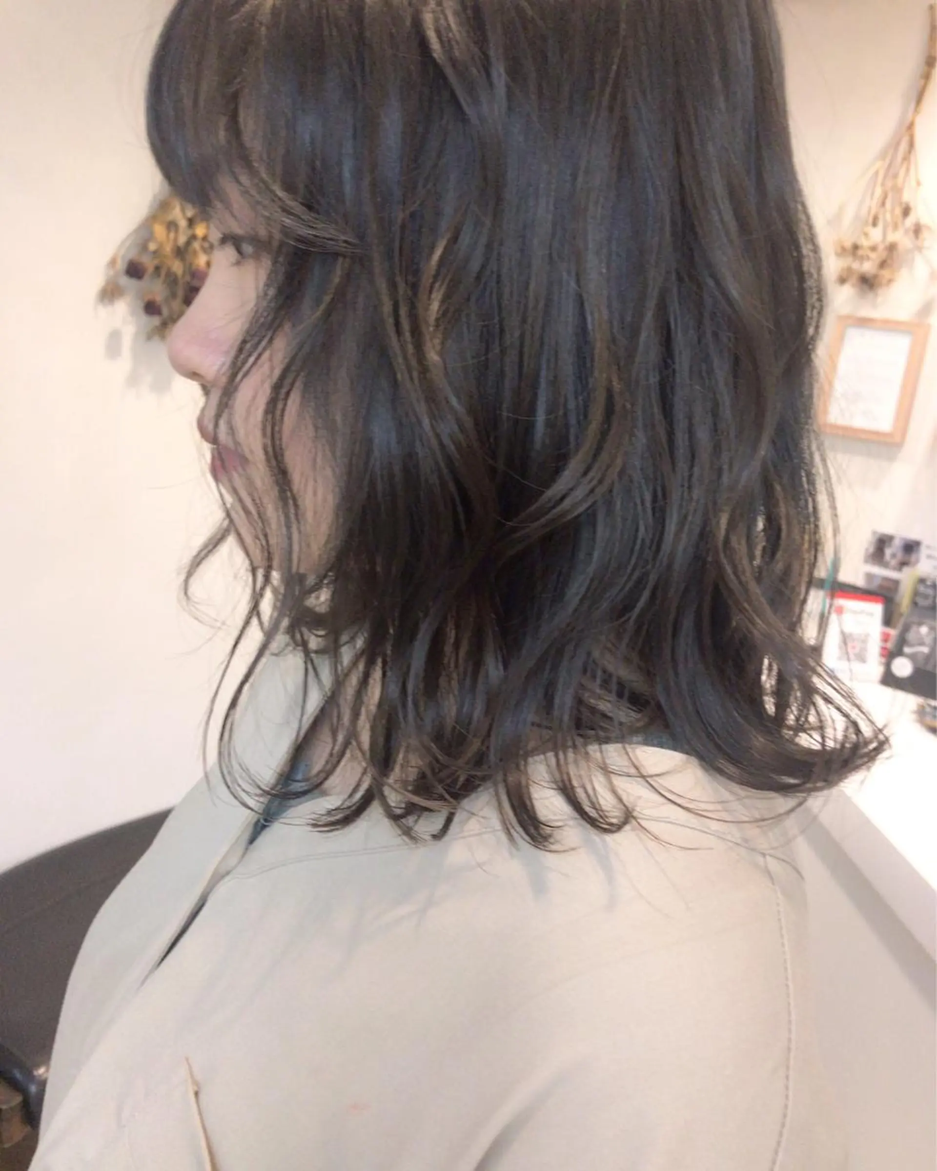 ミディアム カラー ヘアアレンジ クニモトハルナ ボブ/柔らかカラーのヘアスタイル