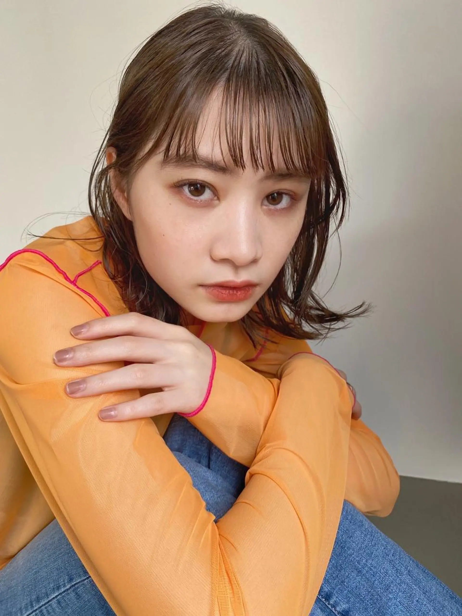 ミディアム パーマ カラー ショートボブ ミディアムパーマ アディクシーカラー ブリーチ ケアブリーチ カット ヘアカラー CEINE OURのヘアスタイル