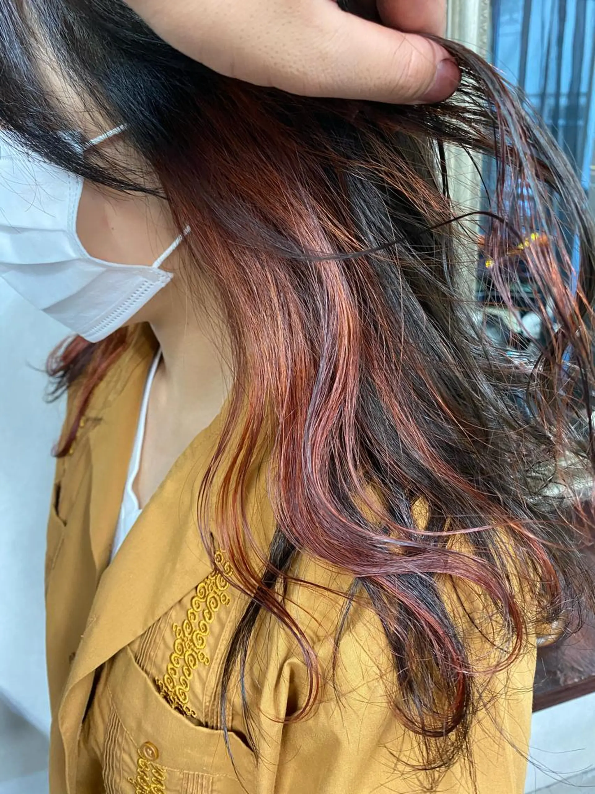 ミディアム カラー パーマ ヘアアレンジ ブリーチ インナーカラー オレンジ ピンクカラー カット ヘアカラー トリートメント 年間1500人担当 代表　南一路のヘアスタイル