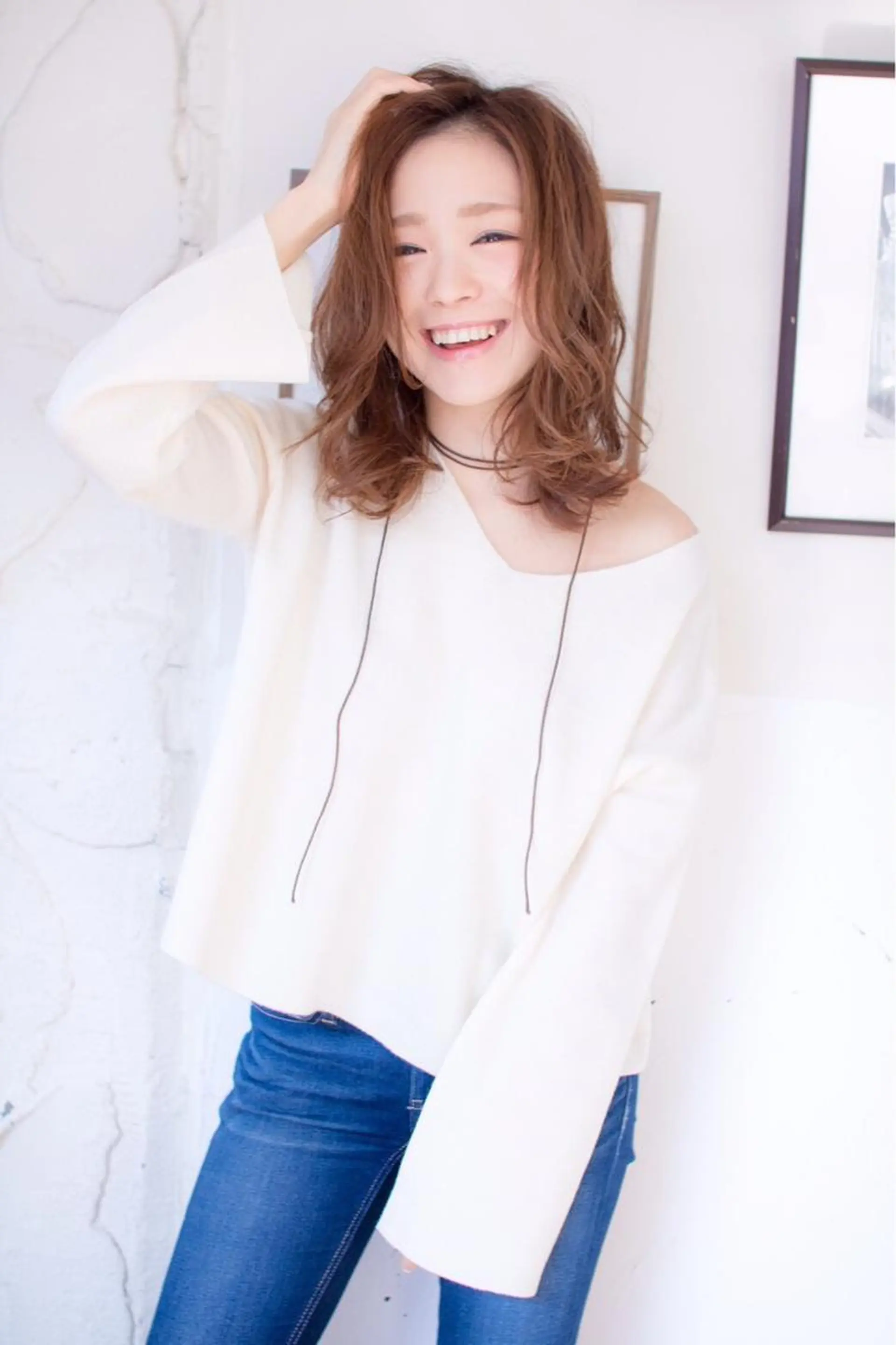 ミディアム カラー ベージュカラー レイヤーカット 縮毛矯正/髪質改善 表参道/千田大地のヘアスタイル