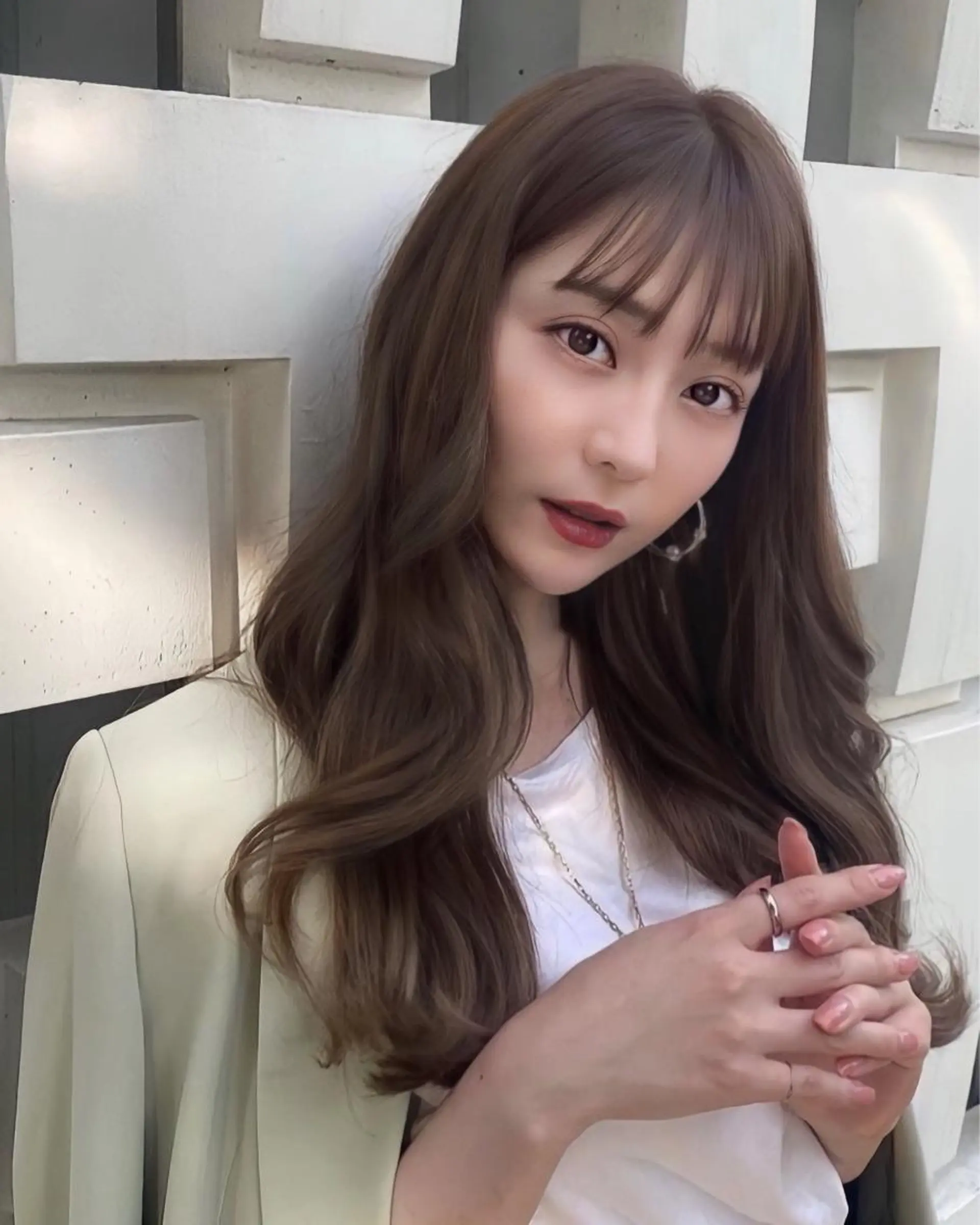 セミロング アッシュ 韓国風カラー ミルクティーブラウン ボブ 斜めバング 韓国ヘア×2way 🇰🇷和知拓郎のヘアスタイル