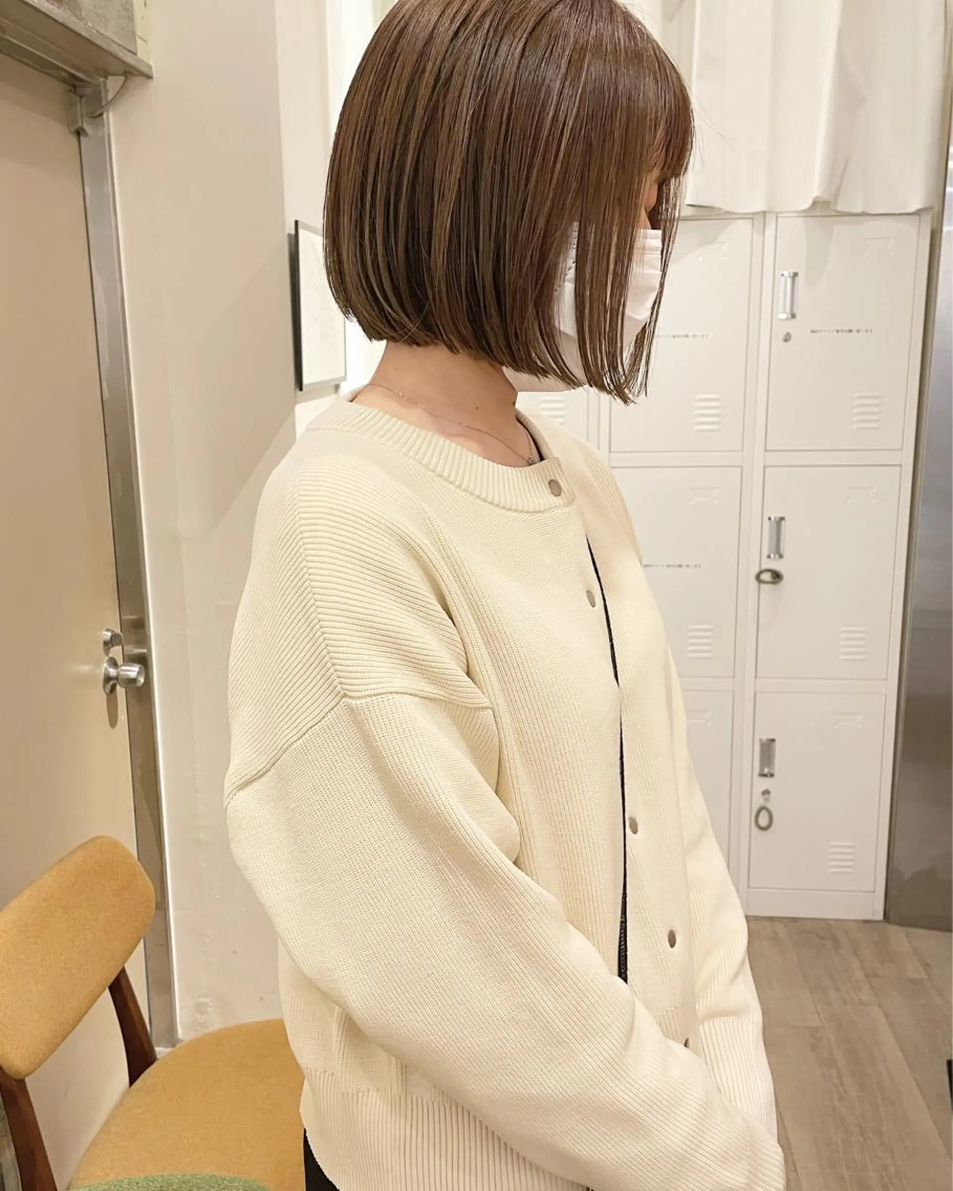 ショート カラー ベージュカラー オリーブベージュ ボブ ヘアカラー トリートメント レイヤー/ボブ/ 顔周り/yukinaのヘアスタイル