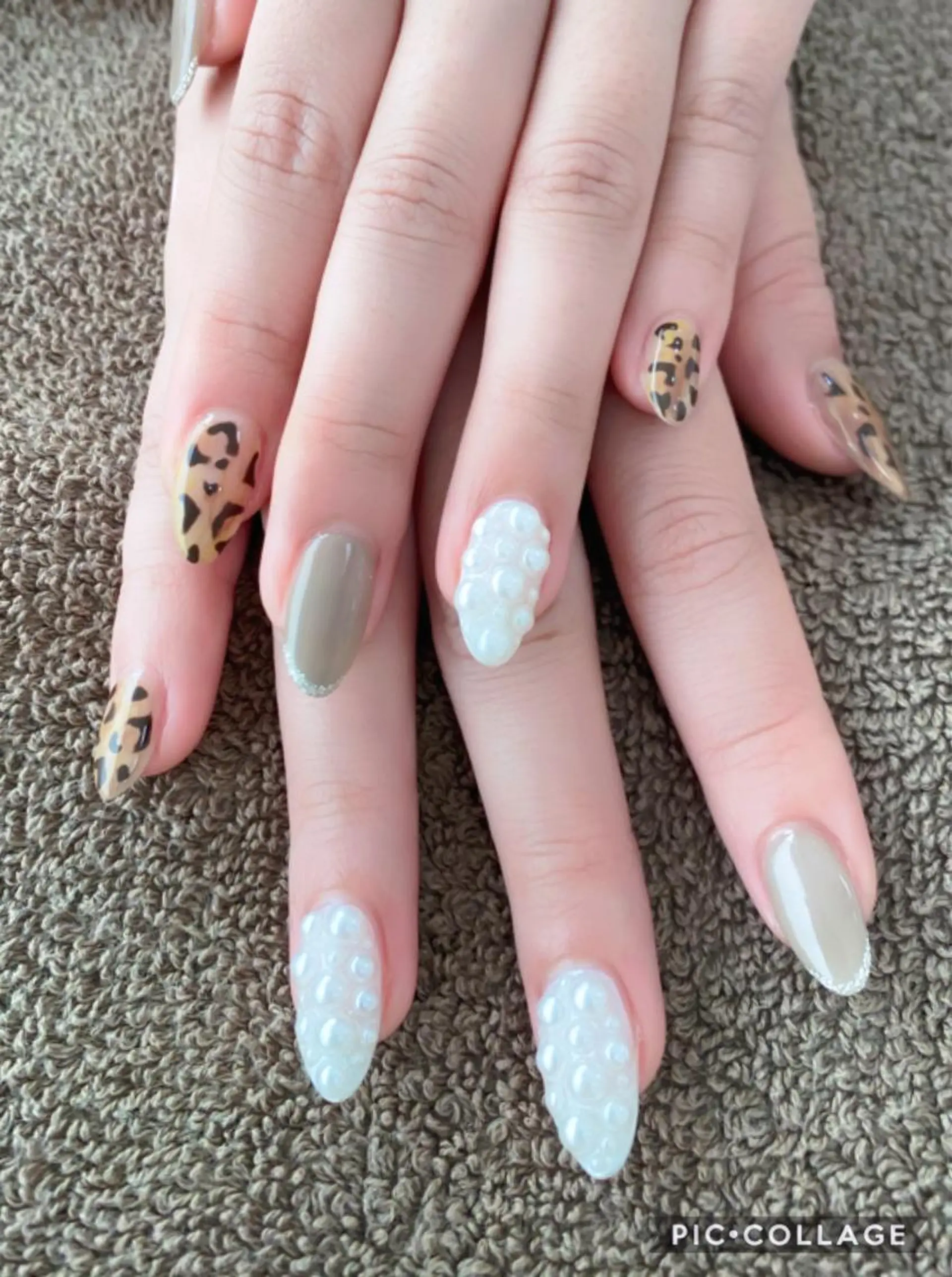 ネイル アニマル柄 ブラウン ハンドネイル Gemmy 愛美のエステ・リラクイメージ