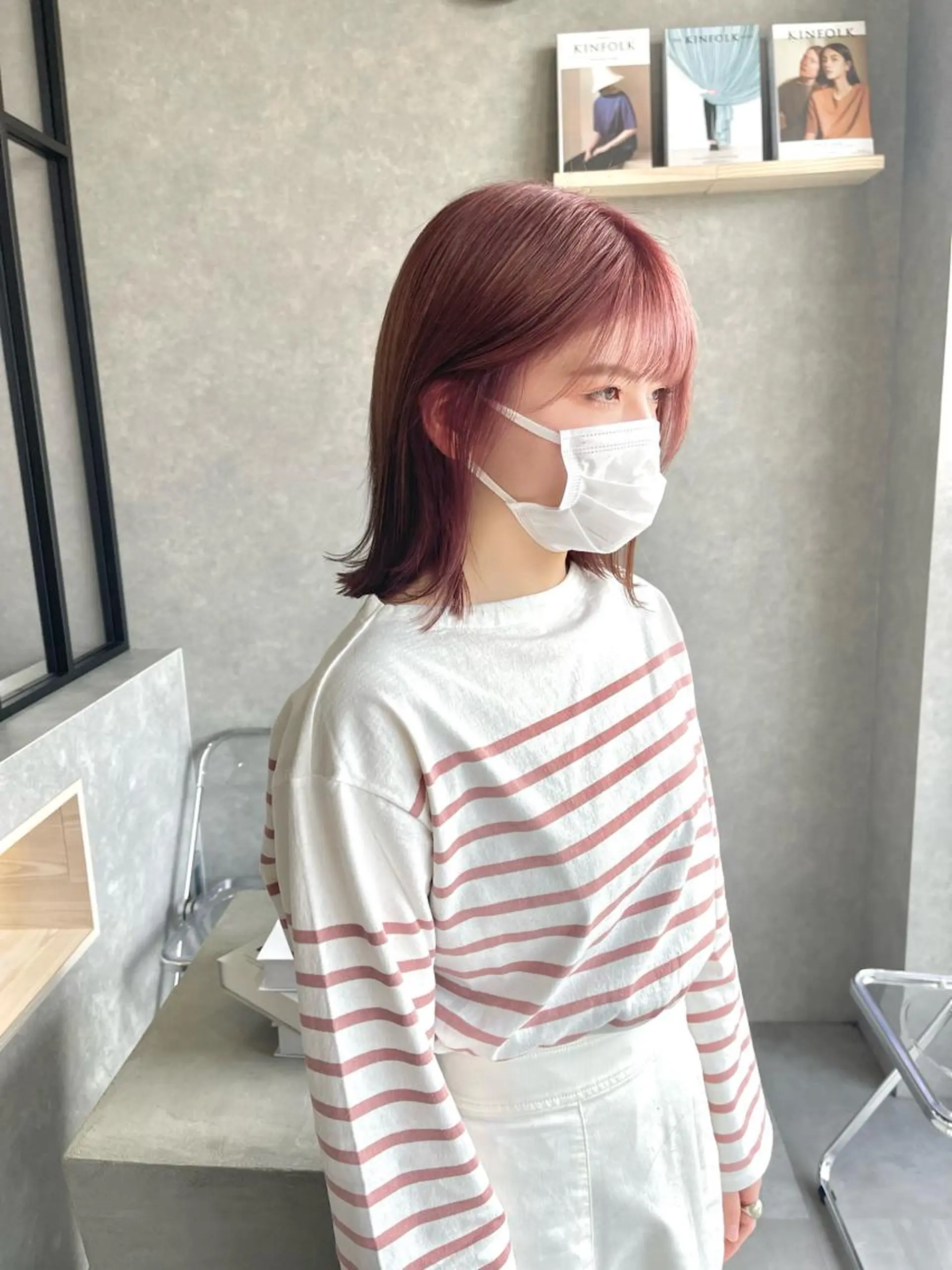 ミディアム カラー カット ヘアカラー トリートメント 一ノ瀬 暁のヘアスタイル